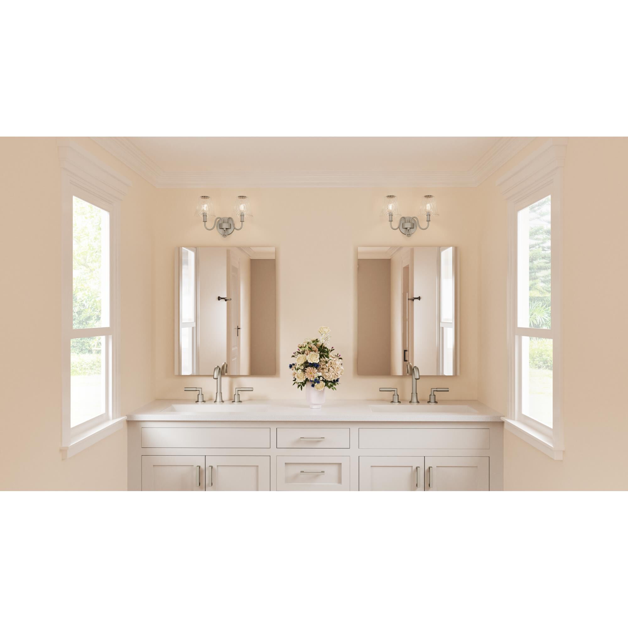 Shown in Brushed Nickel finish and Clear Swirl glass