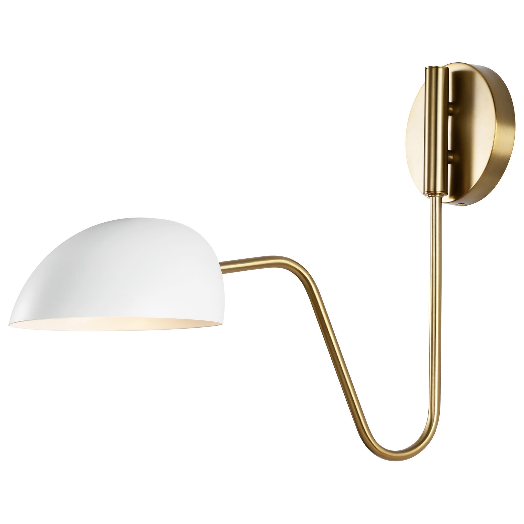 Shown in Matte White and Burnished Brass finish