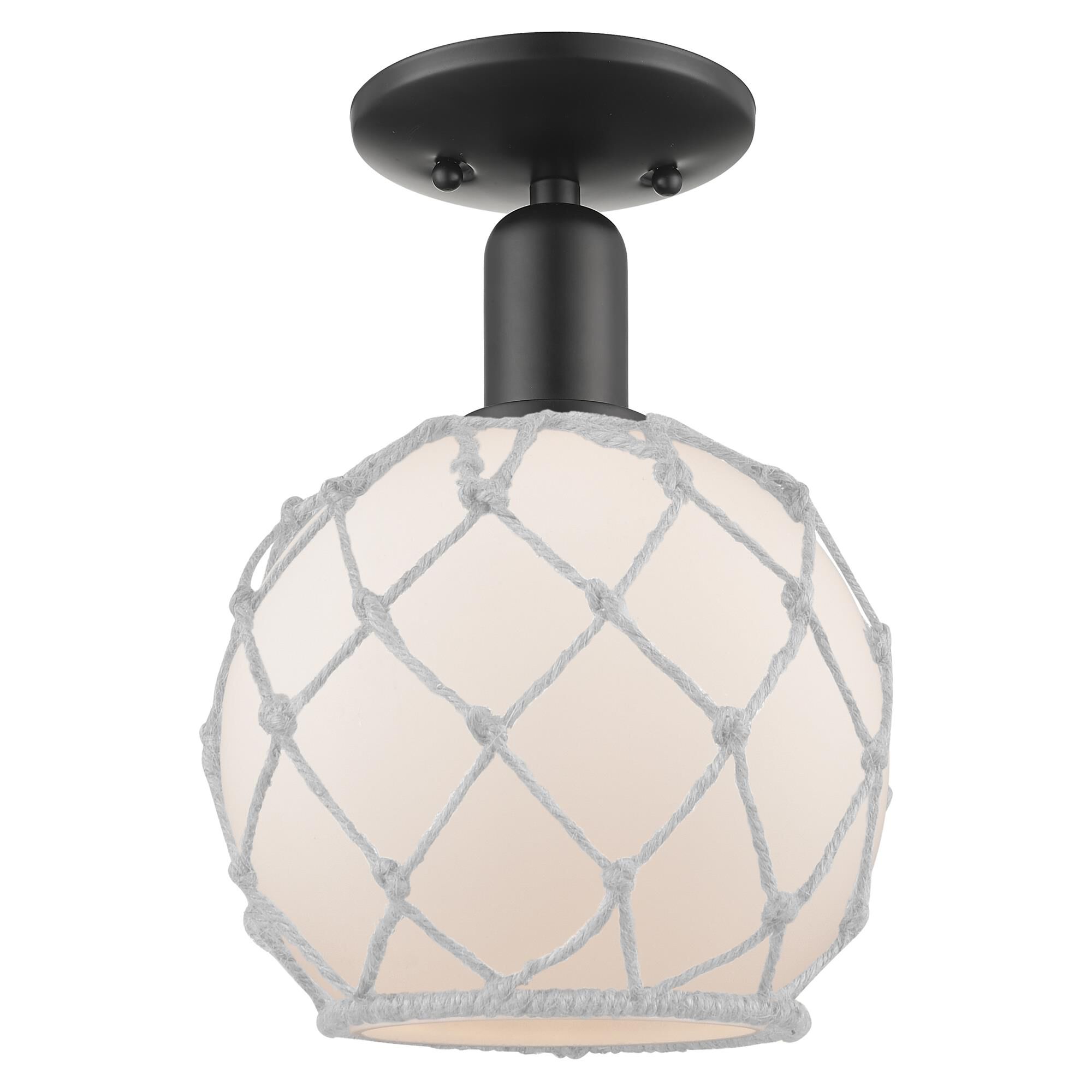 Shown in Matte Black finish and White with White Rope glass