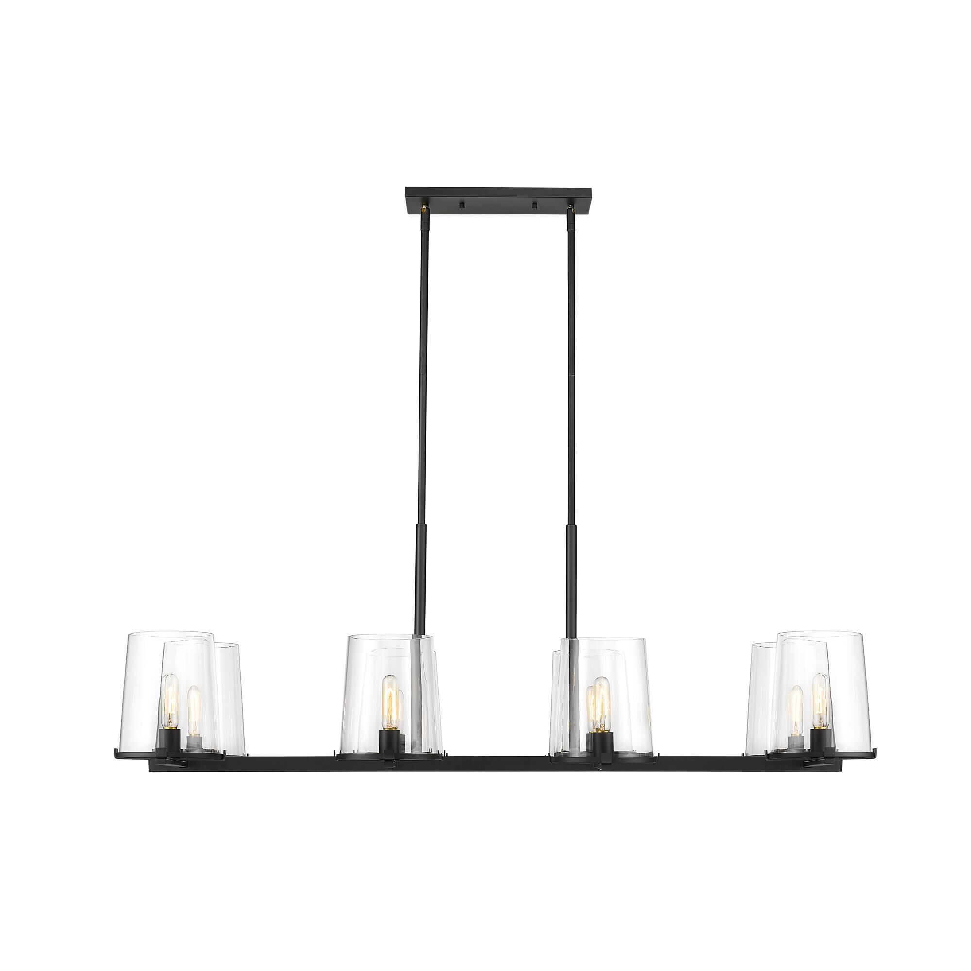 Shown in Matte Black finish and Glass shade
