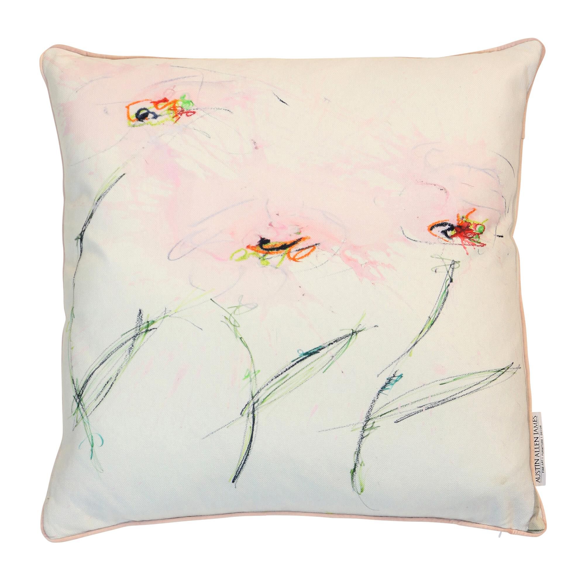 Austin Allen James Blushing Meadow Abstract 24 Inch Decorative Pillow by Stylecraft