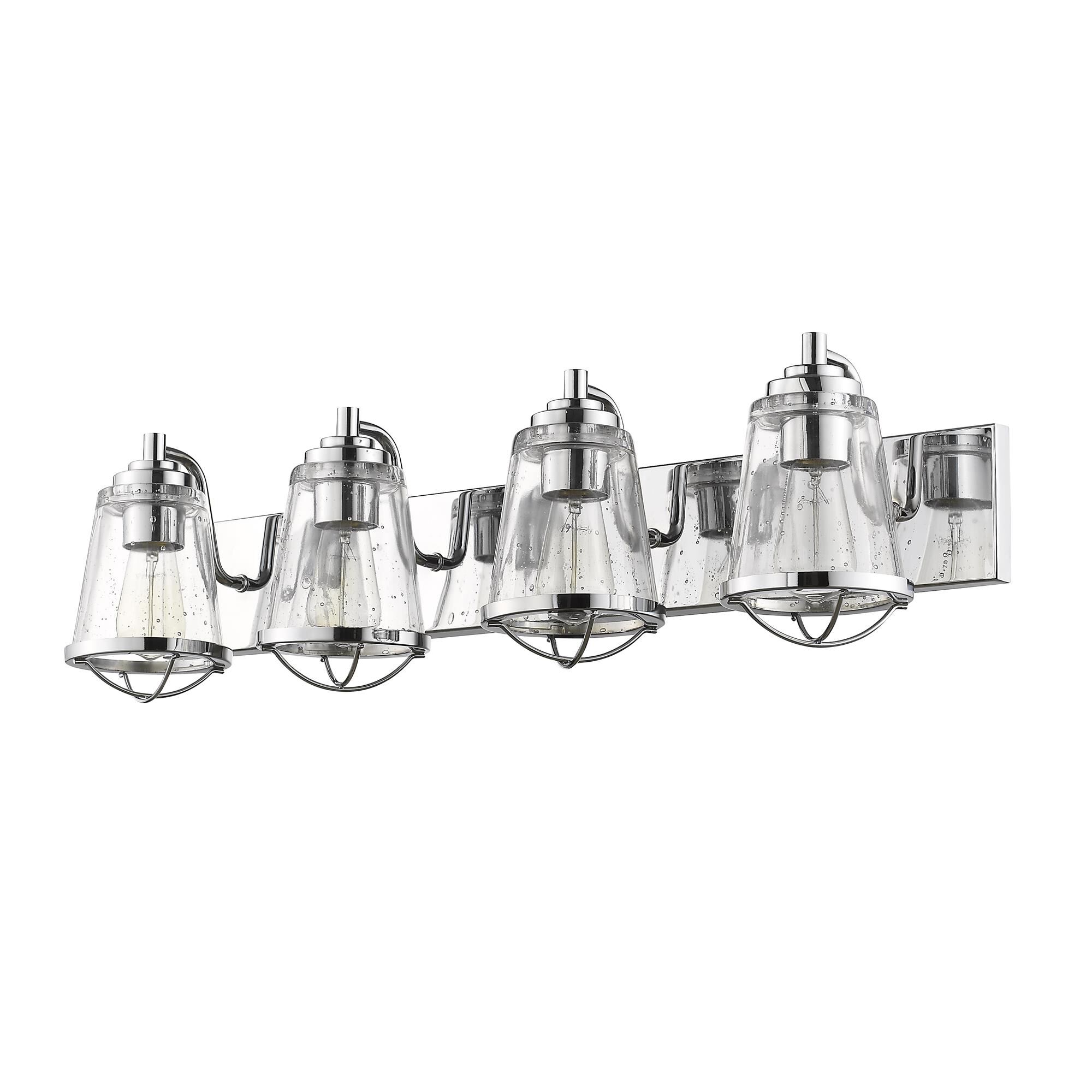 Shown in Chrome finish and Glass shade