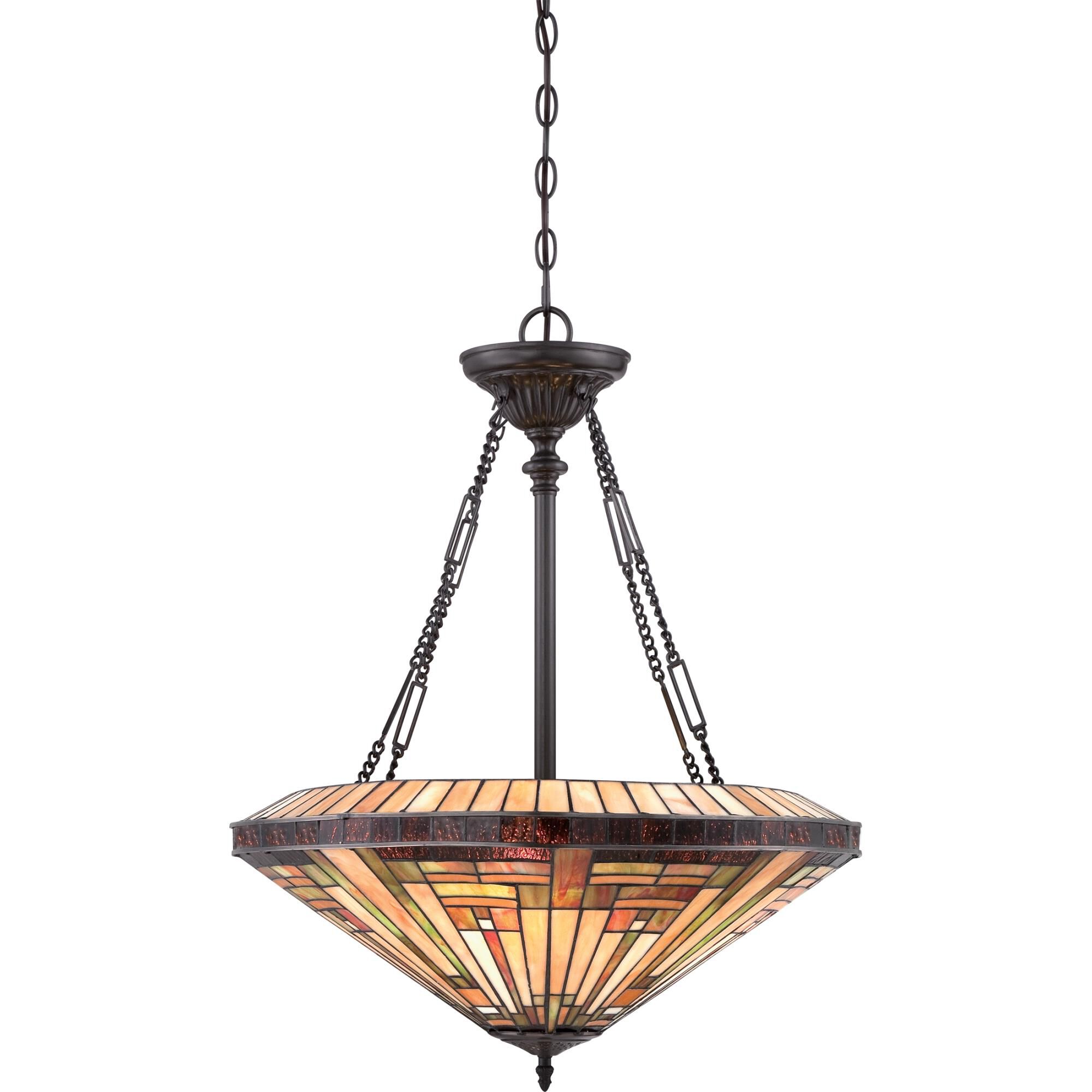 Shown in Vintage Bronze finish and Tiffany glass