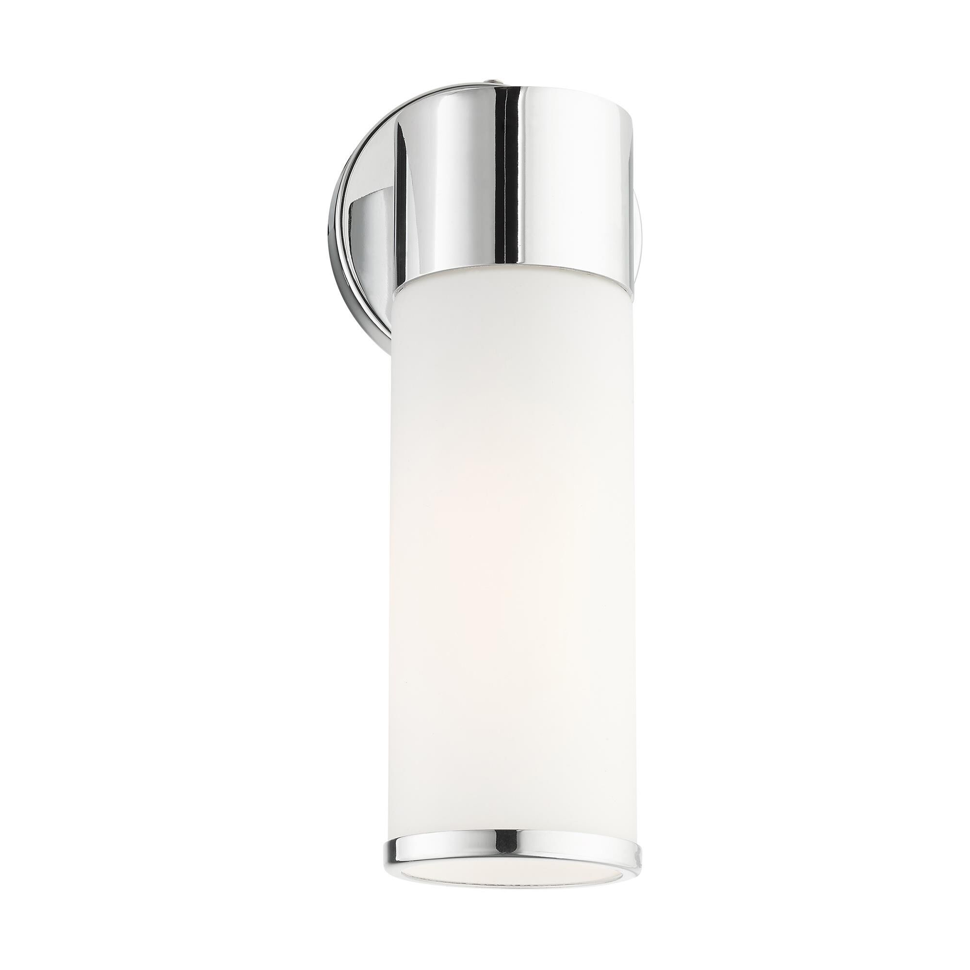 Shown in Polished Chrome finish and Satin Opal White glass