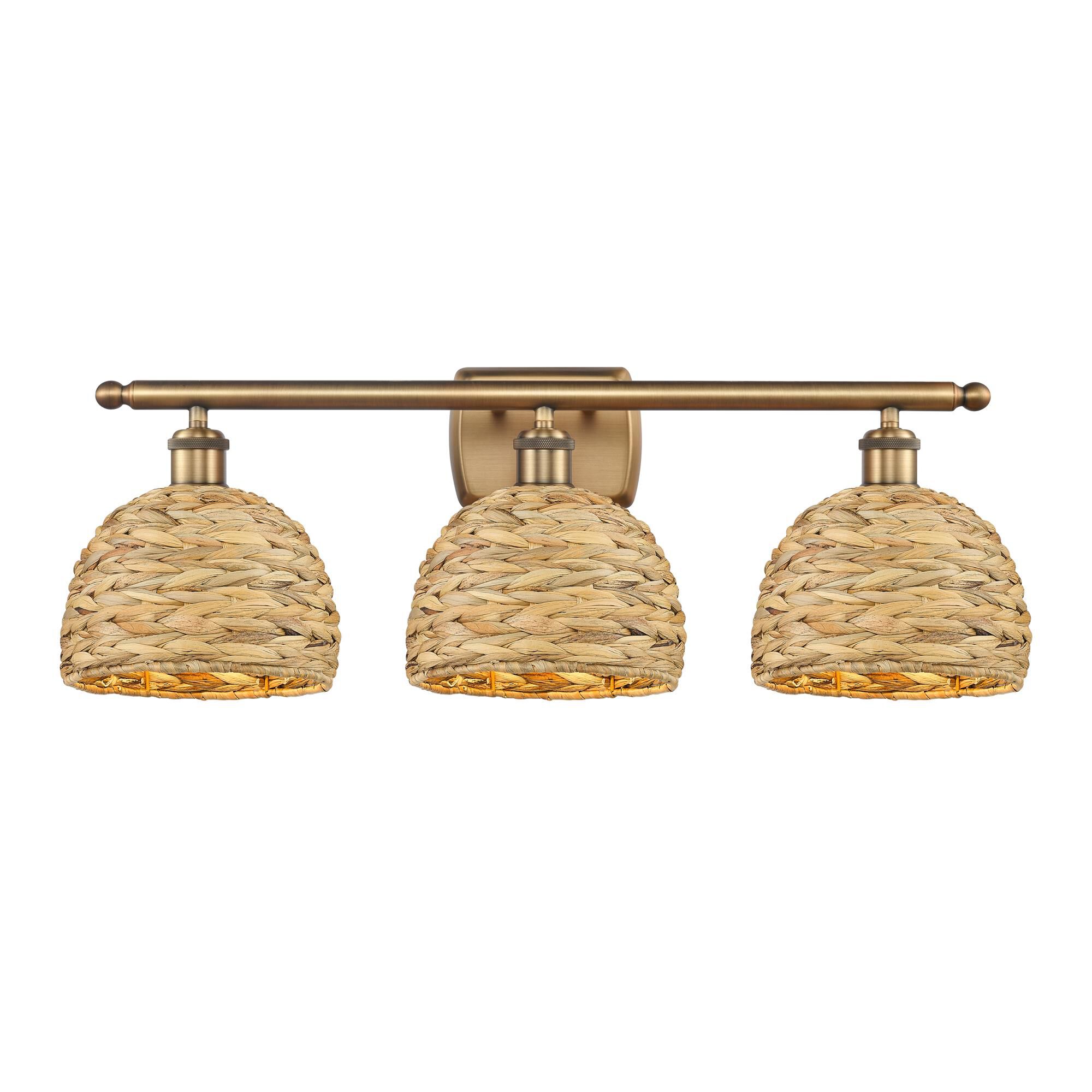 Shown in Brushed Brass finish and Natural shade