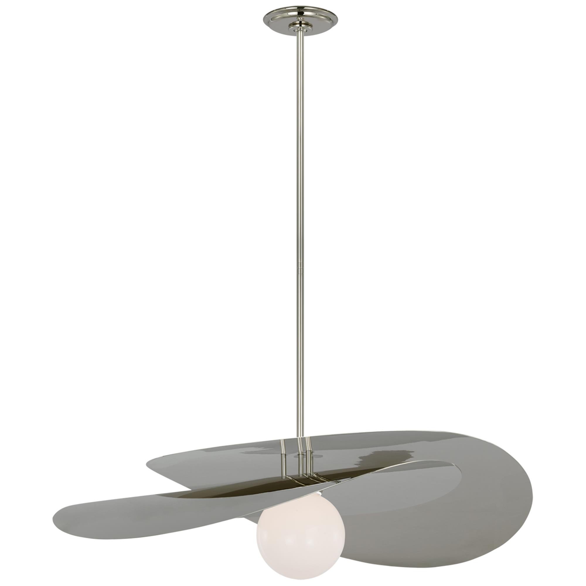 Shown in Polished Nickel finish and White glass