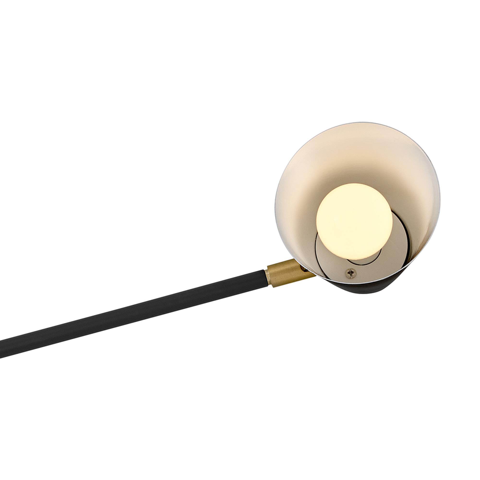 Shown in Black finish and Lacquered Brass accent