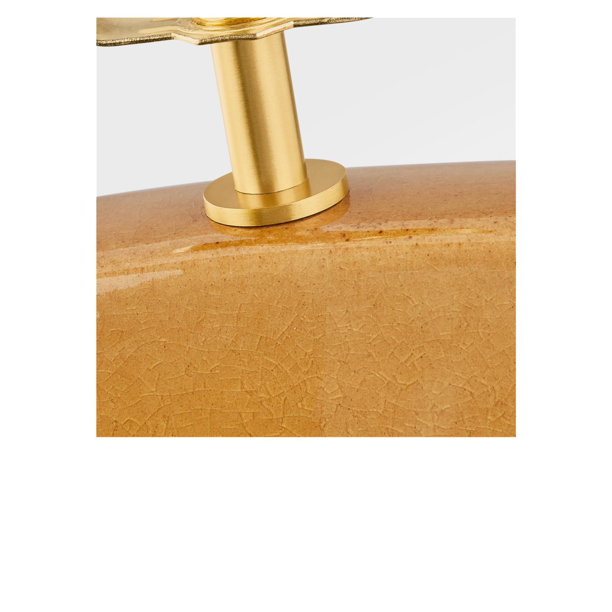 Shown in Cracked Honey finish and White Linen Fabric shade