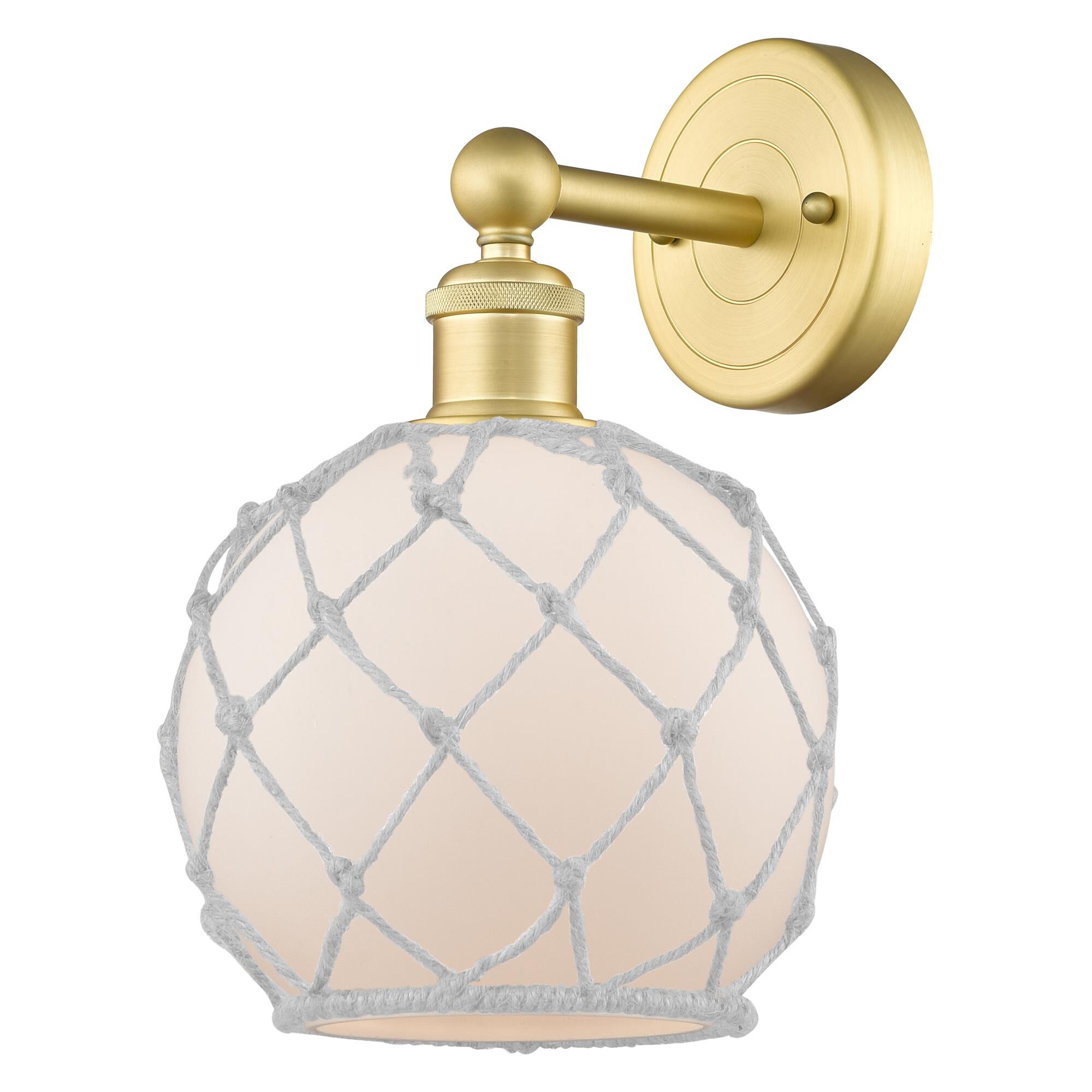 Shown in Satin Gold finish and White with White Rope glass