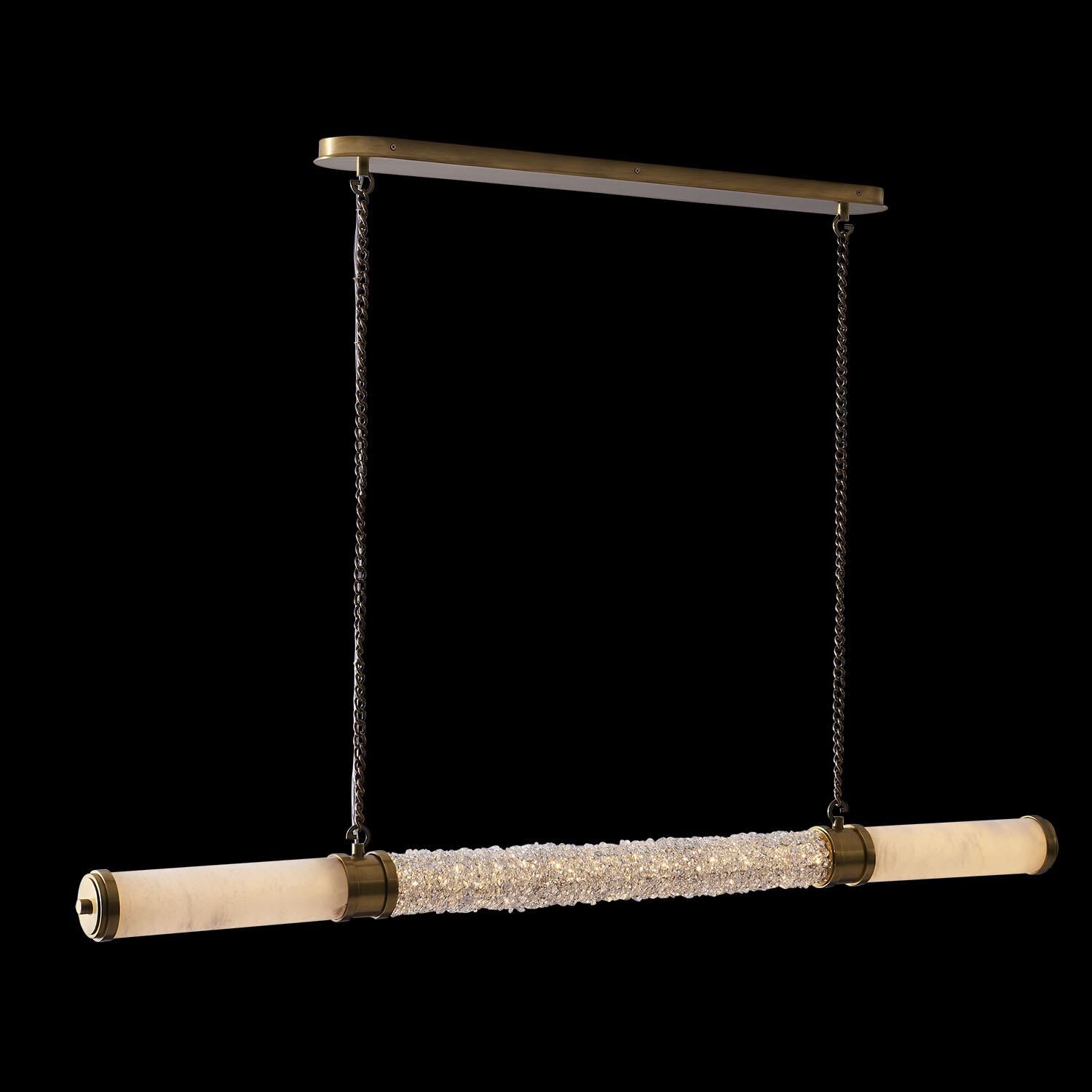 Shown in True Brass finish and Clear Firenze crystal and Alabaster shade