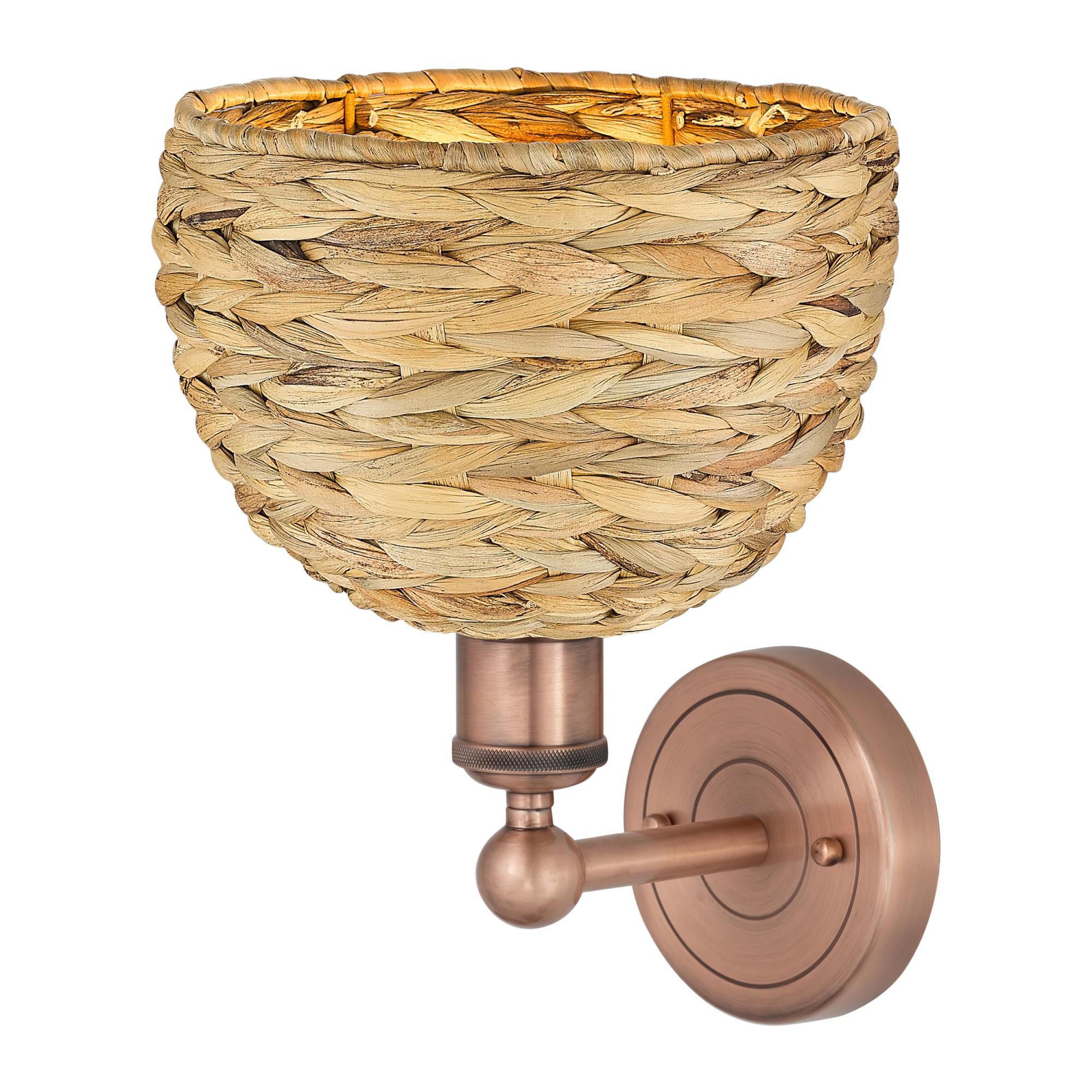 Shown in Antique Copper finish and Natural shade