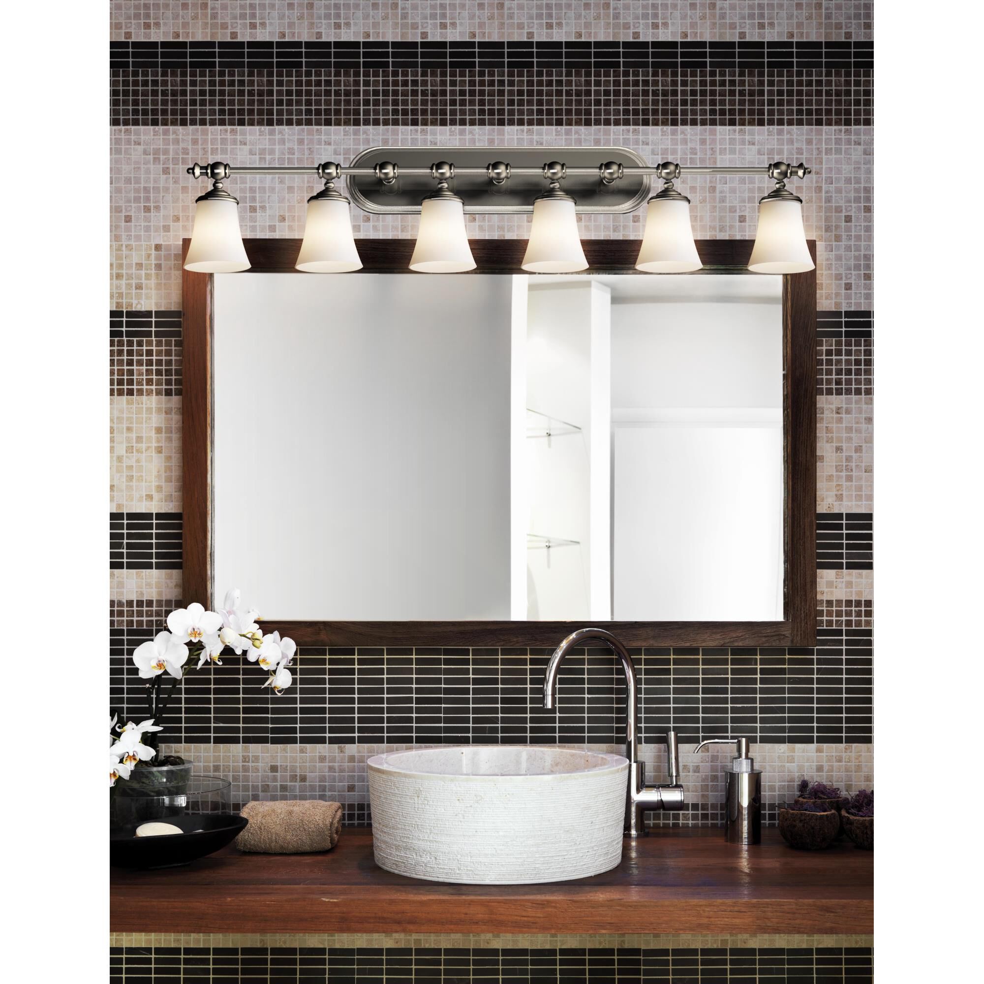 Shown in Brushed Nickel finish and Opal glass and Round Flared (FSN) shade