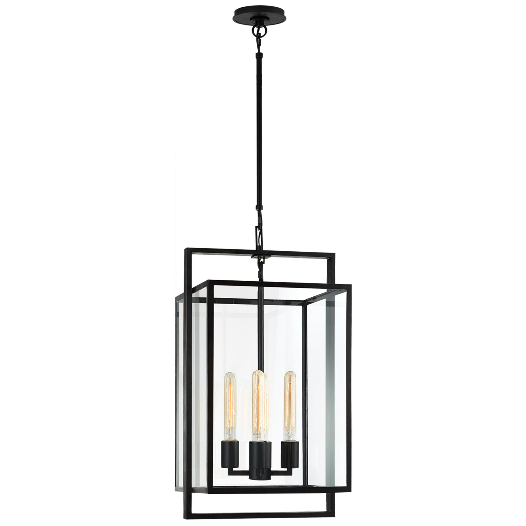 Shown in Aged Iron finish and Clear glass