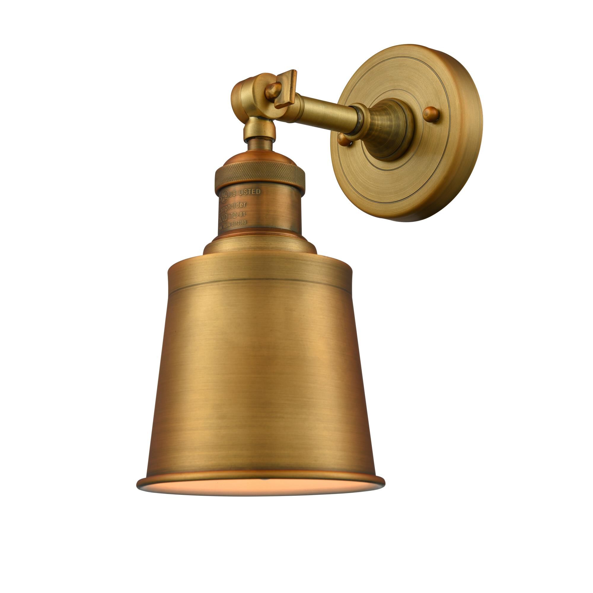 Shown in Brushed Brass finish and Brushed Brass shade