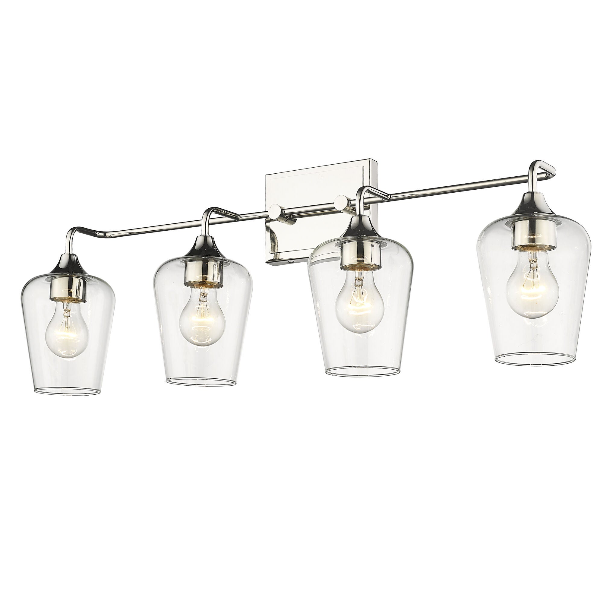 Shown in Polished Nickel finish and Clear Glass shade