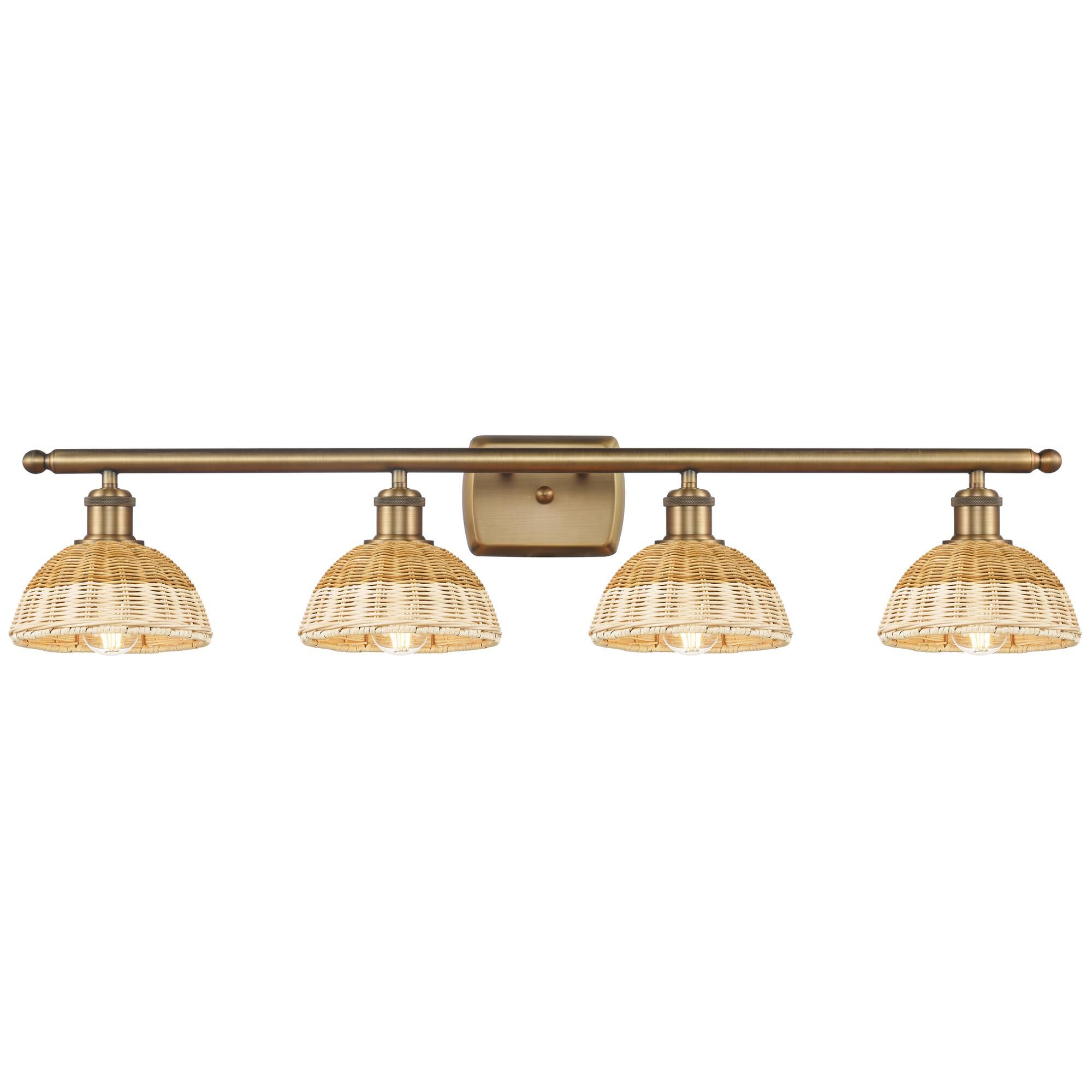 Shown in Brushed Brass finish and Natural shade