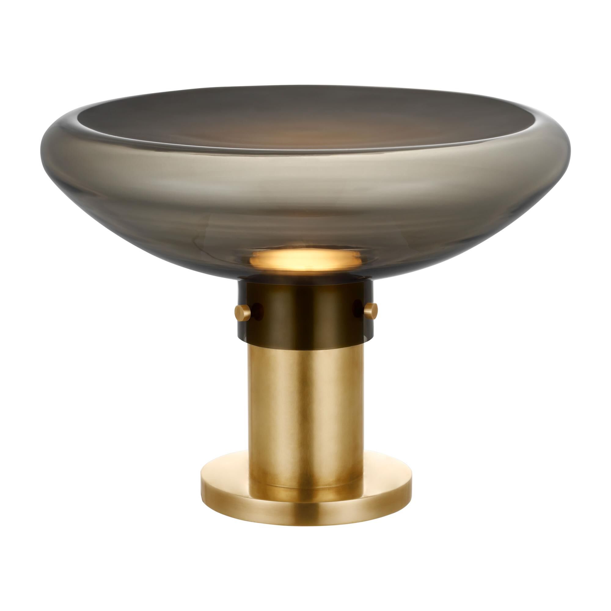 Shown in Hand-Rubbed Antique Brass finish and Smoke glass