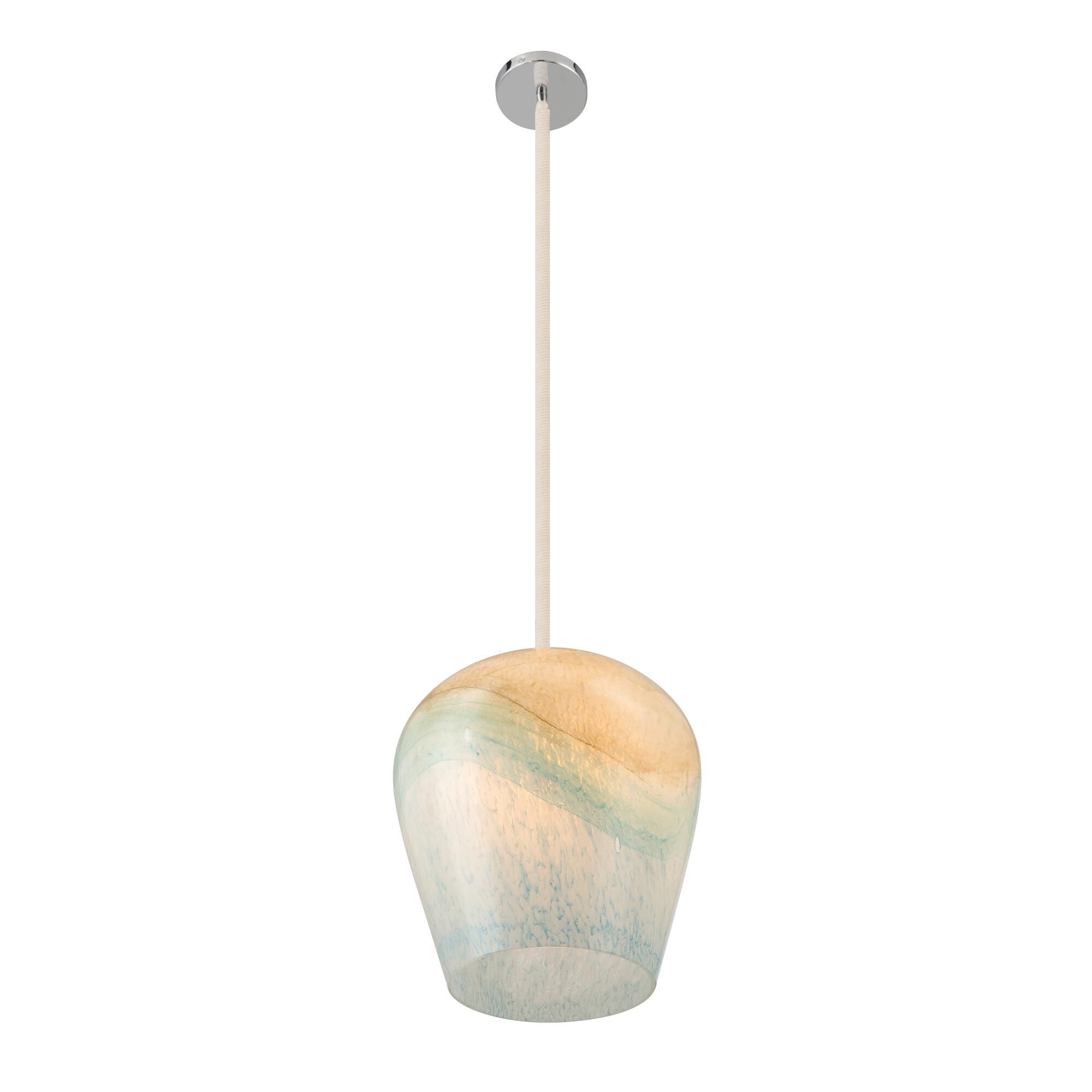 Shown in Polished Nickel finish and Blue Hue glass