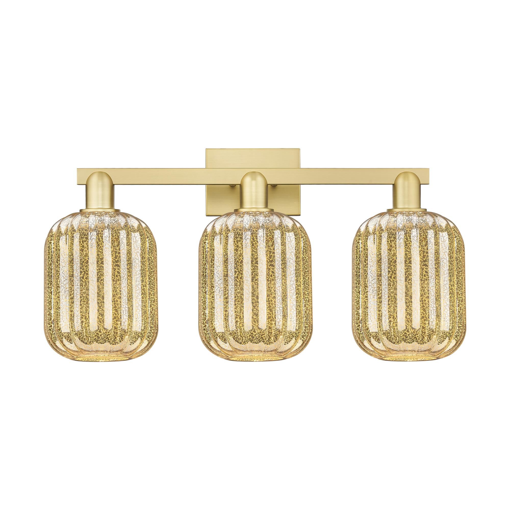 Shown in Satin Gold finish and Mercury glass