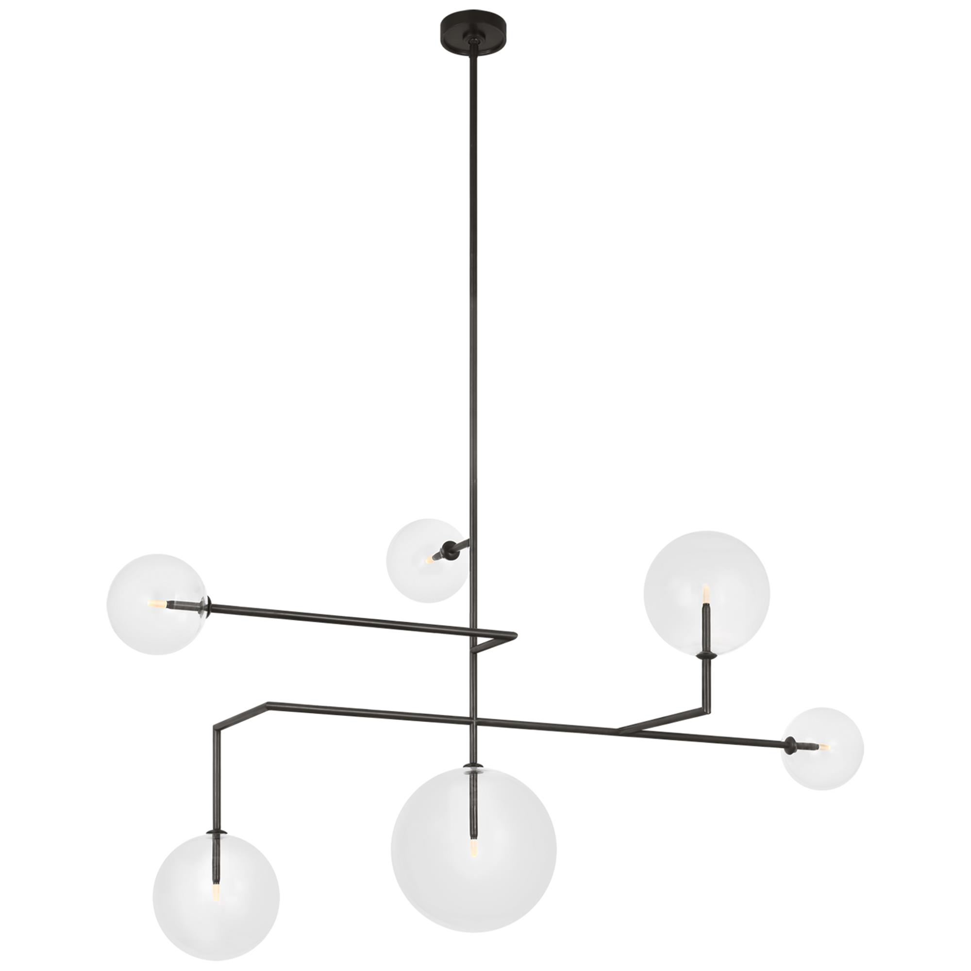 Shown in Modern Iron finish and Clear glass