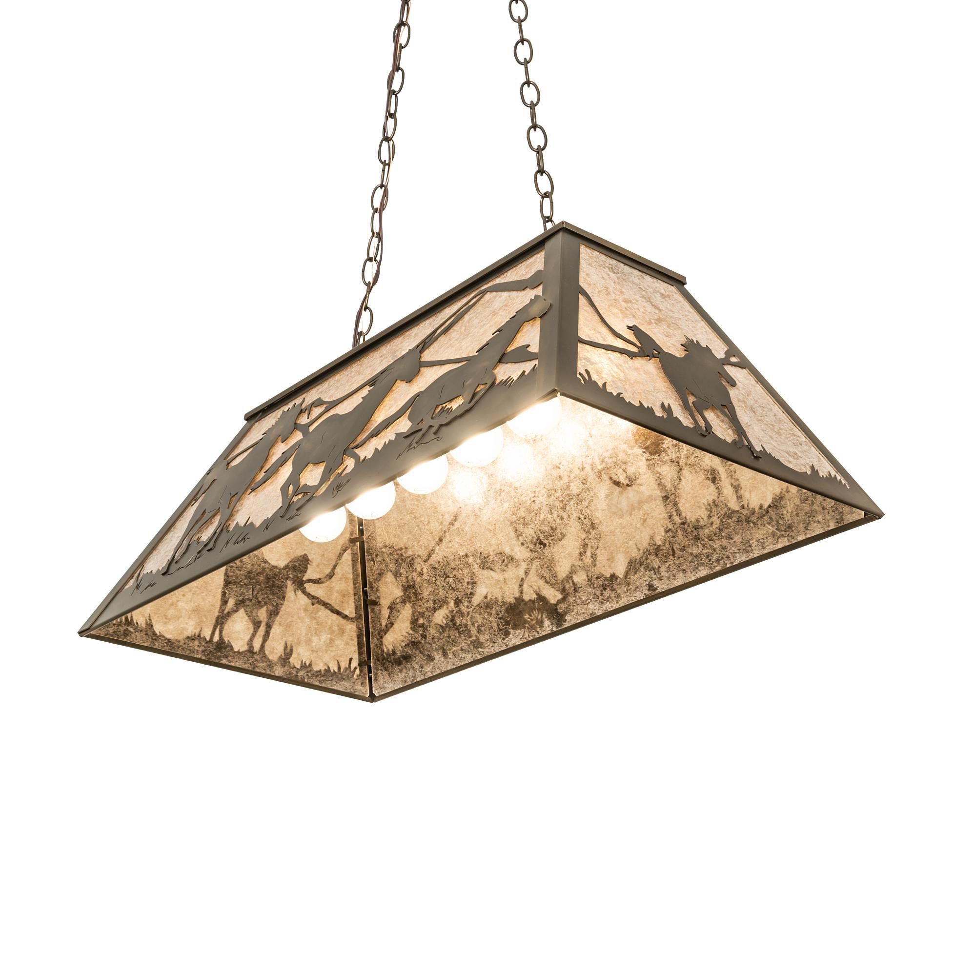 Shown in Antique Copper Finish finish and Silver Mica glass