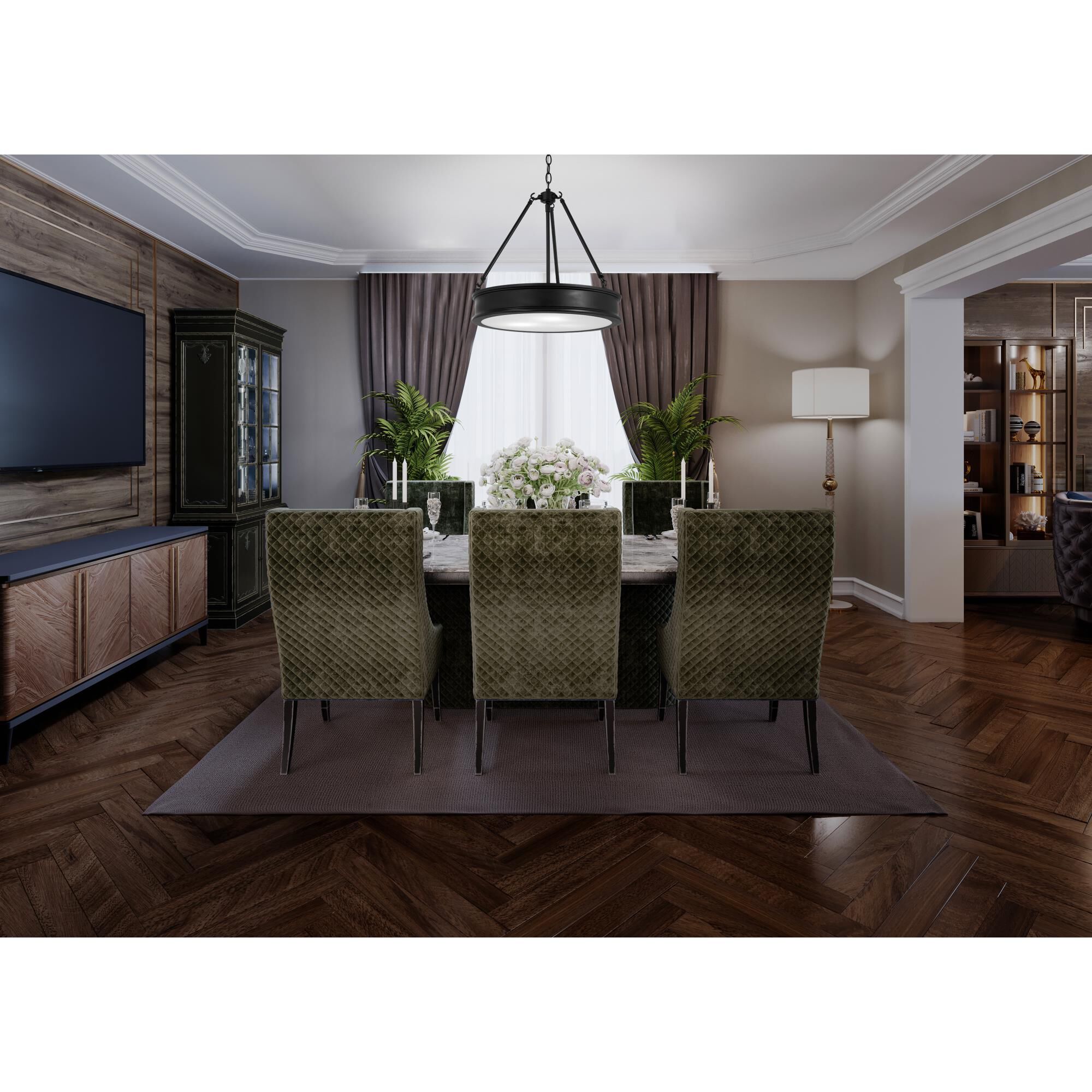 Shown in Coal finish and Etched Opal glass