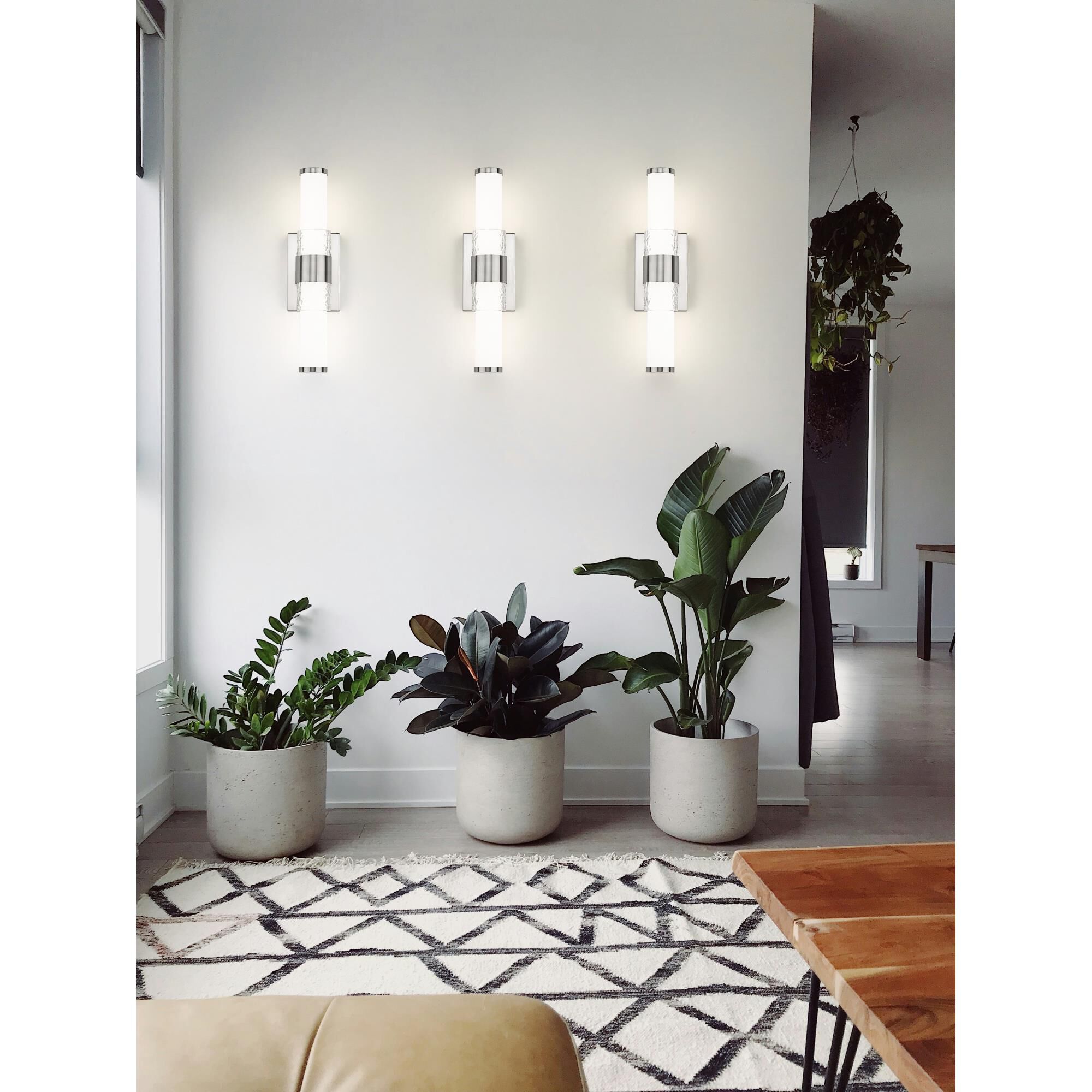 Shown in Brushed Nickel finish and Matte Opal glass and Matte Opal shade