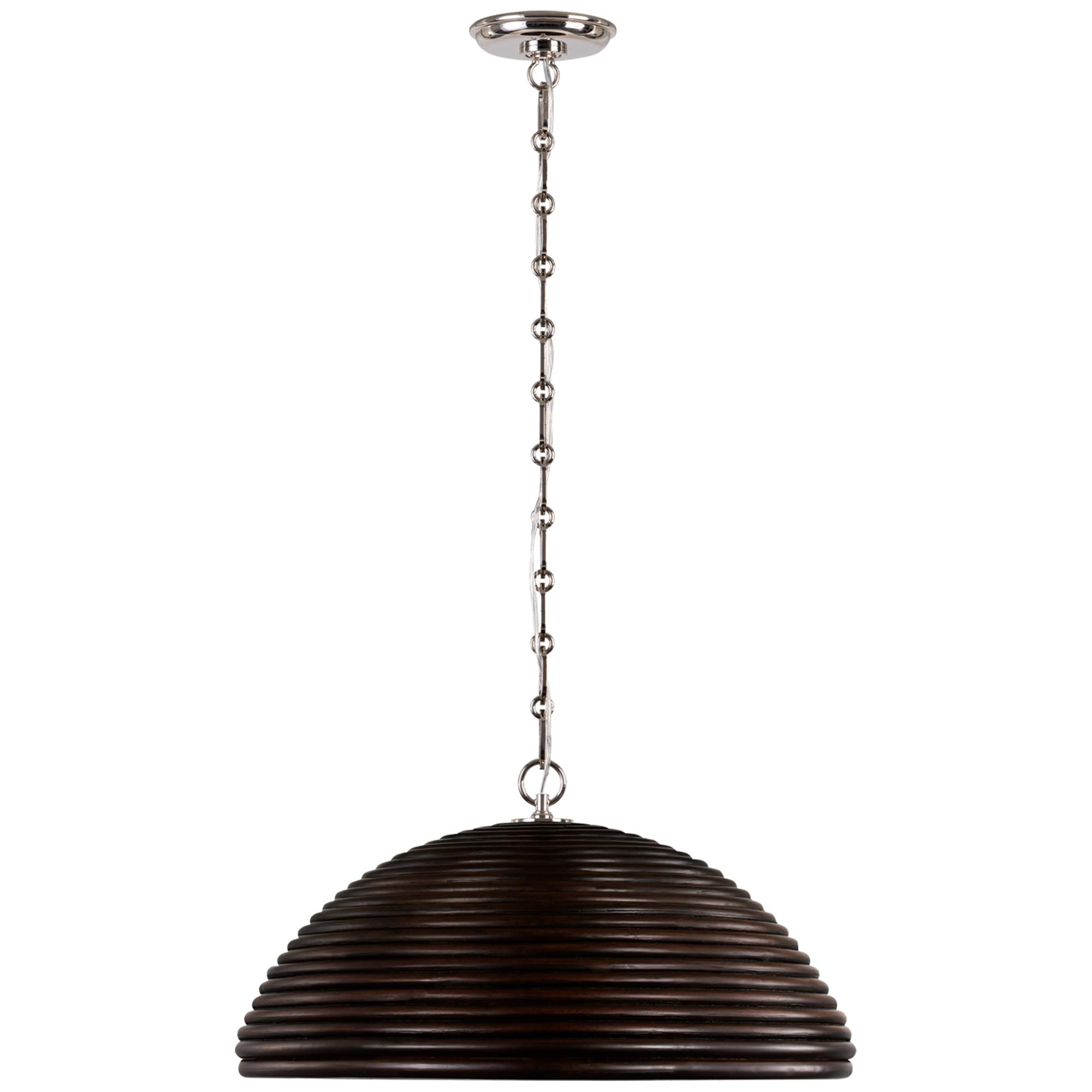 Shown in Polished Nickel finish and Espresso Rattan shade