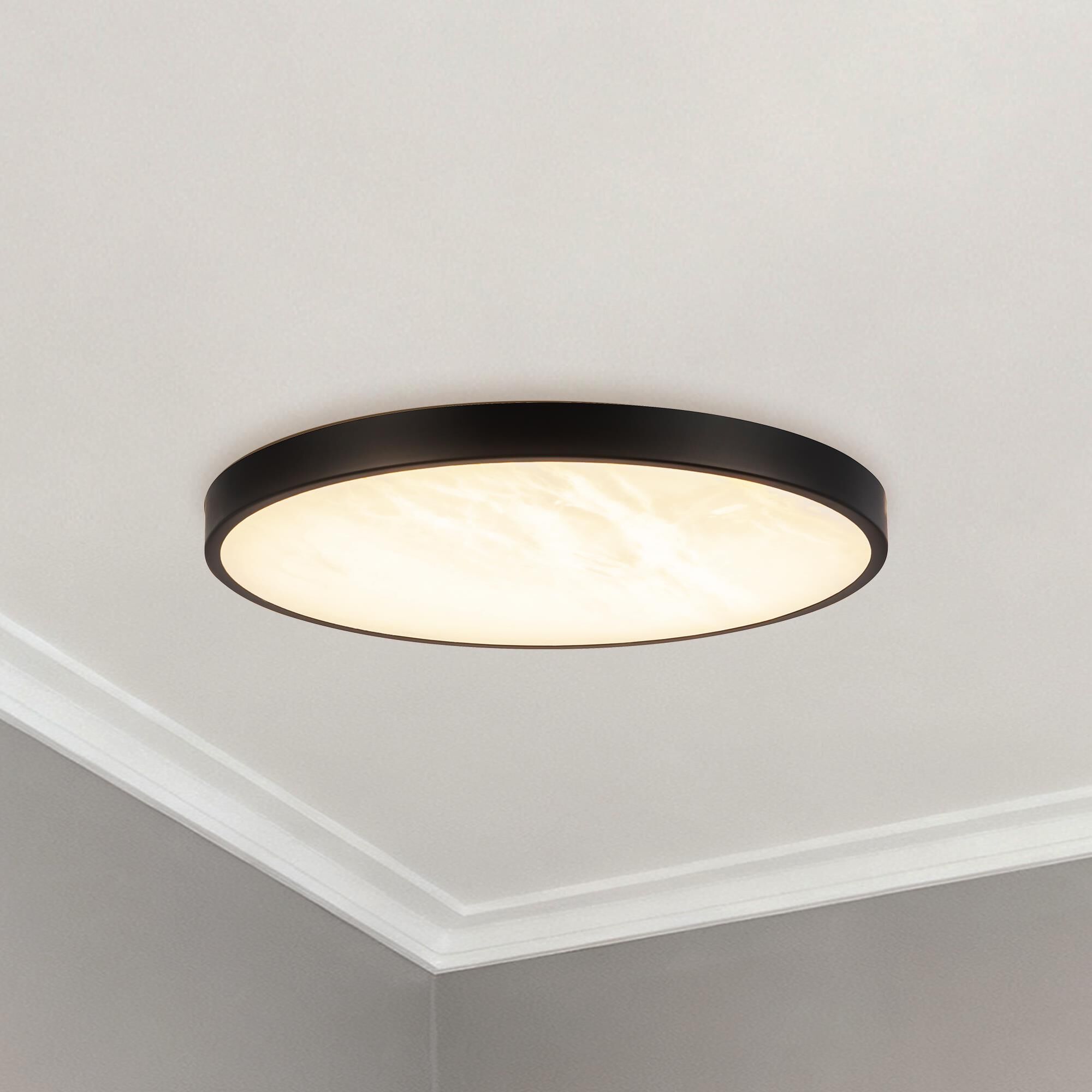 Shown in Matte Black finish and Alabaster glass
