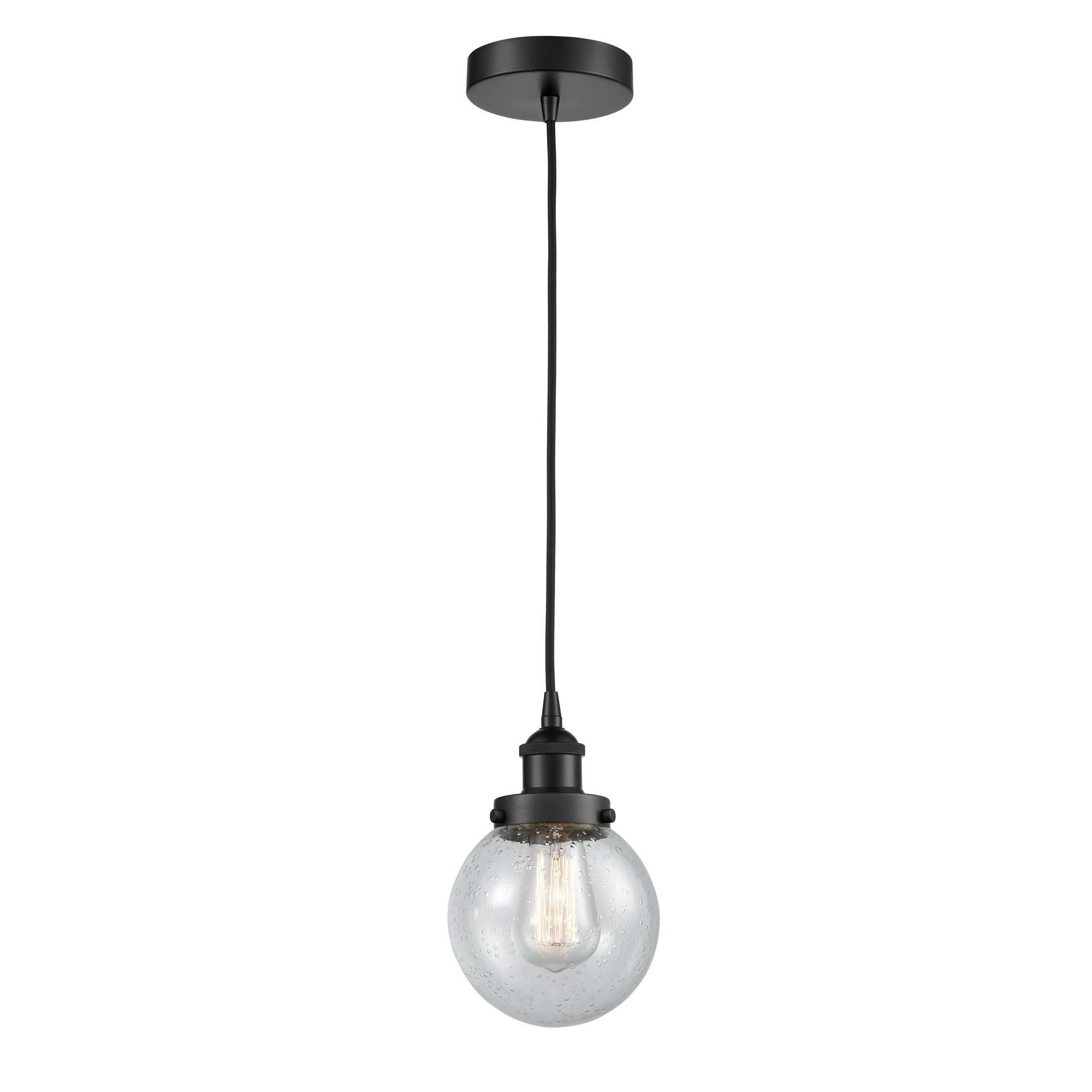 Shown in Matte Black finish and Seedy Beacon glass