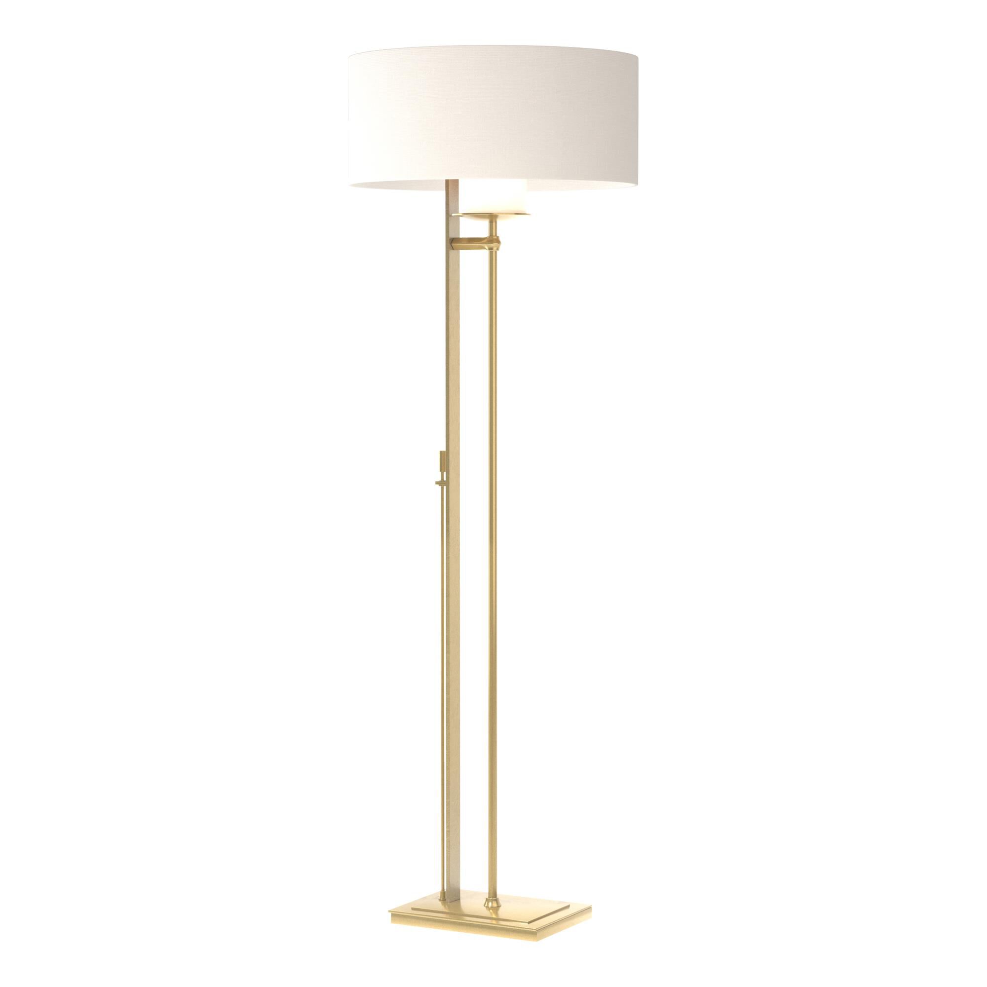 Shown in Modern Brass finish and Natural Anna shade