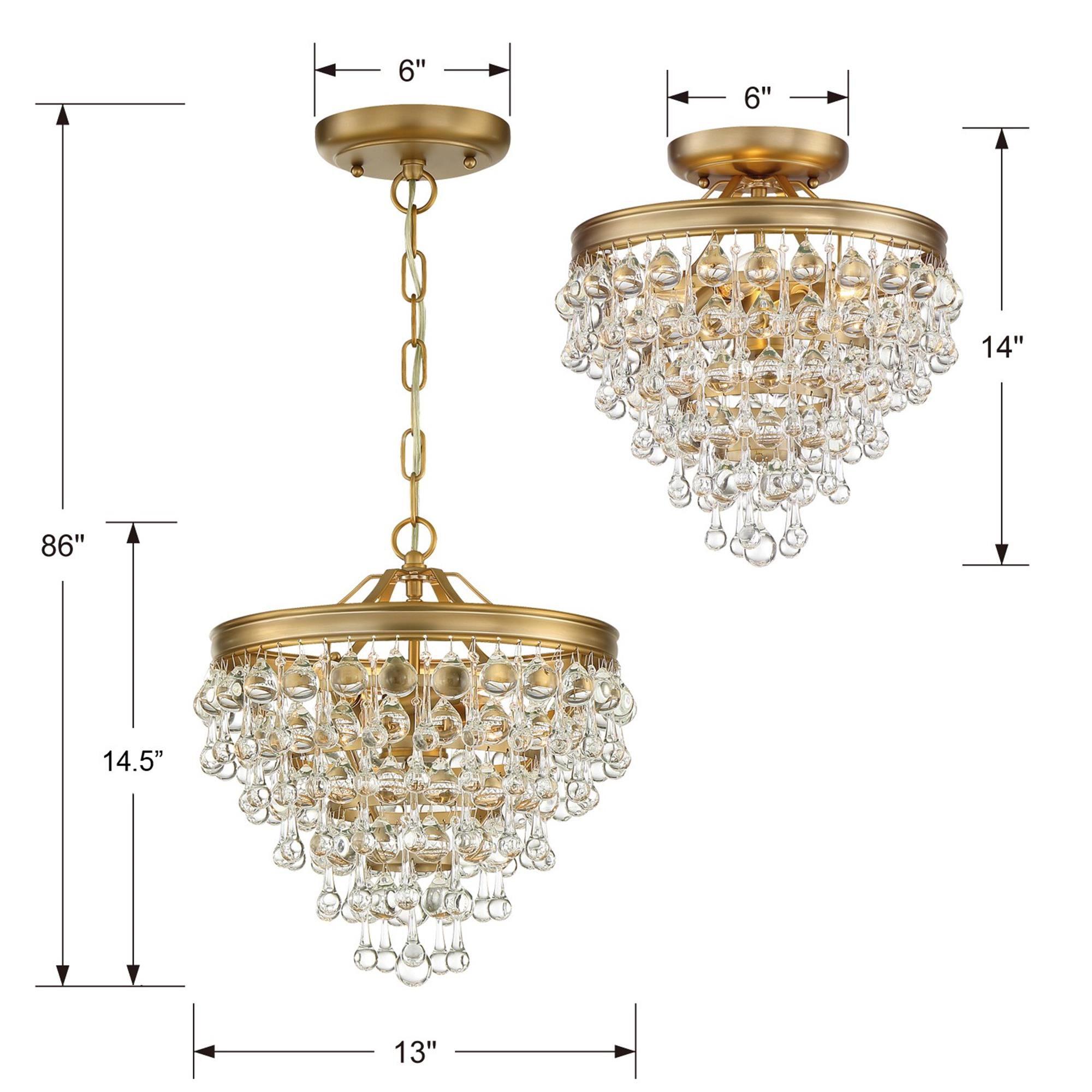 Shown in Vibrant Gold finish and Clear Glass Drops crystal
