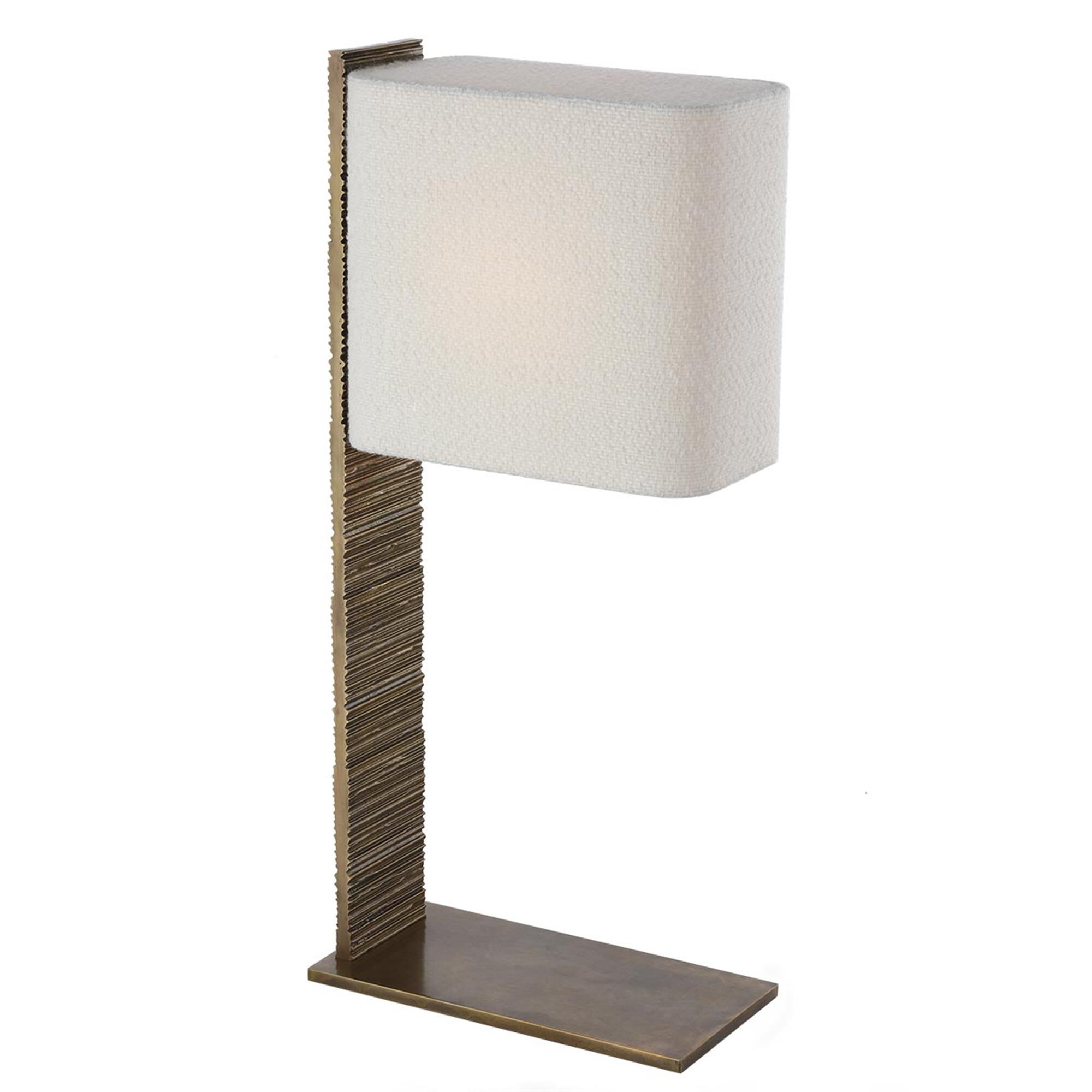 Shown in Ridged Tombac finish and Boucle Rectangle shade