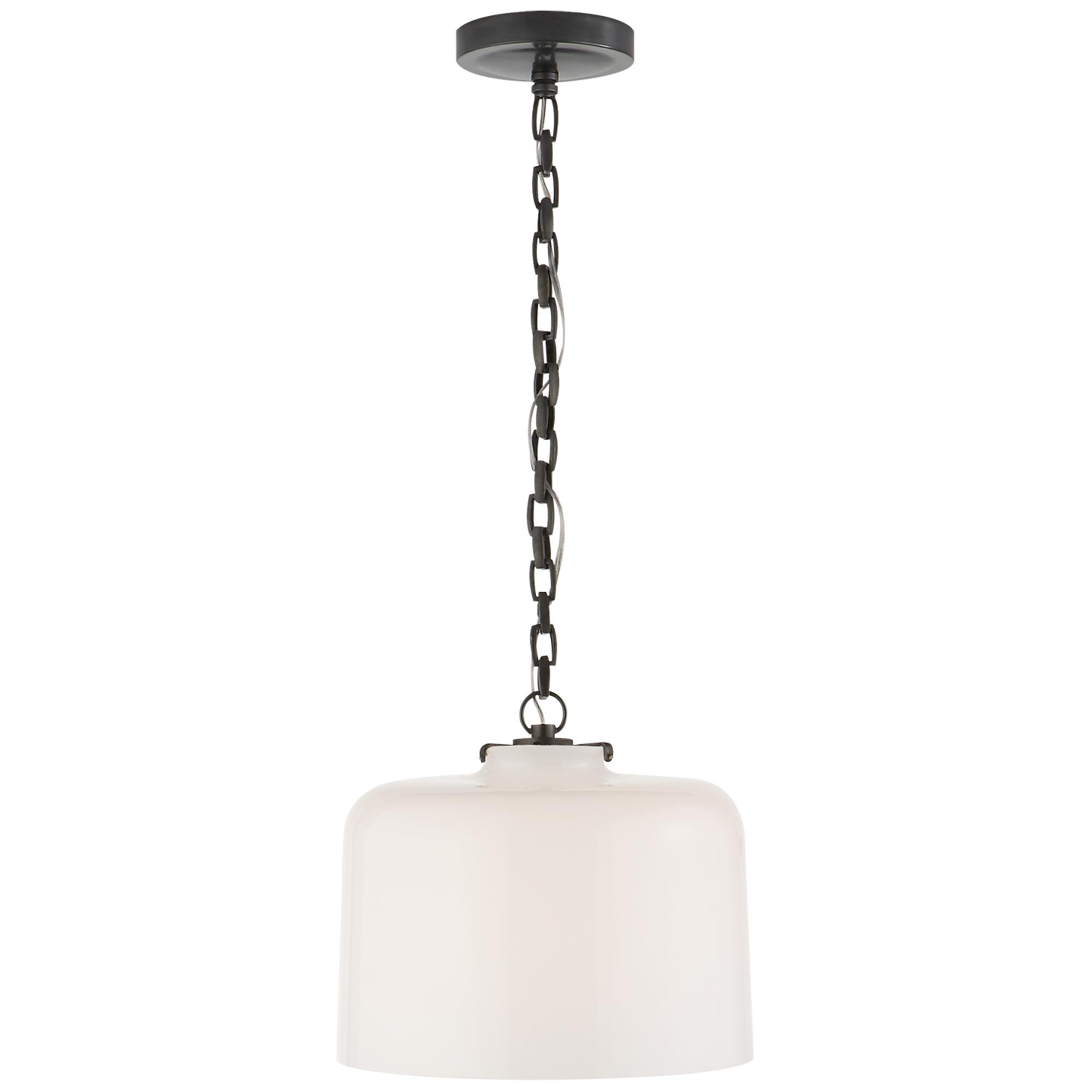 Shown in Bronze finish and White glass