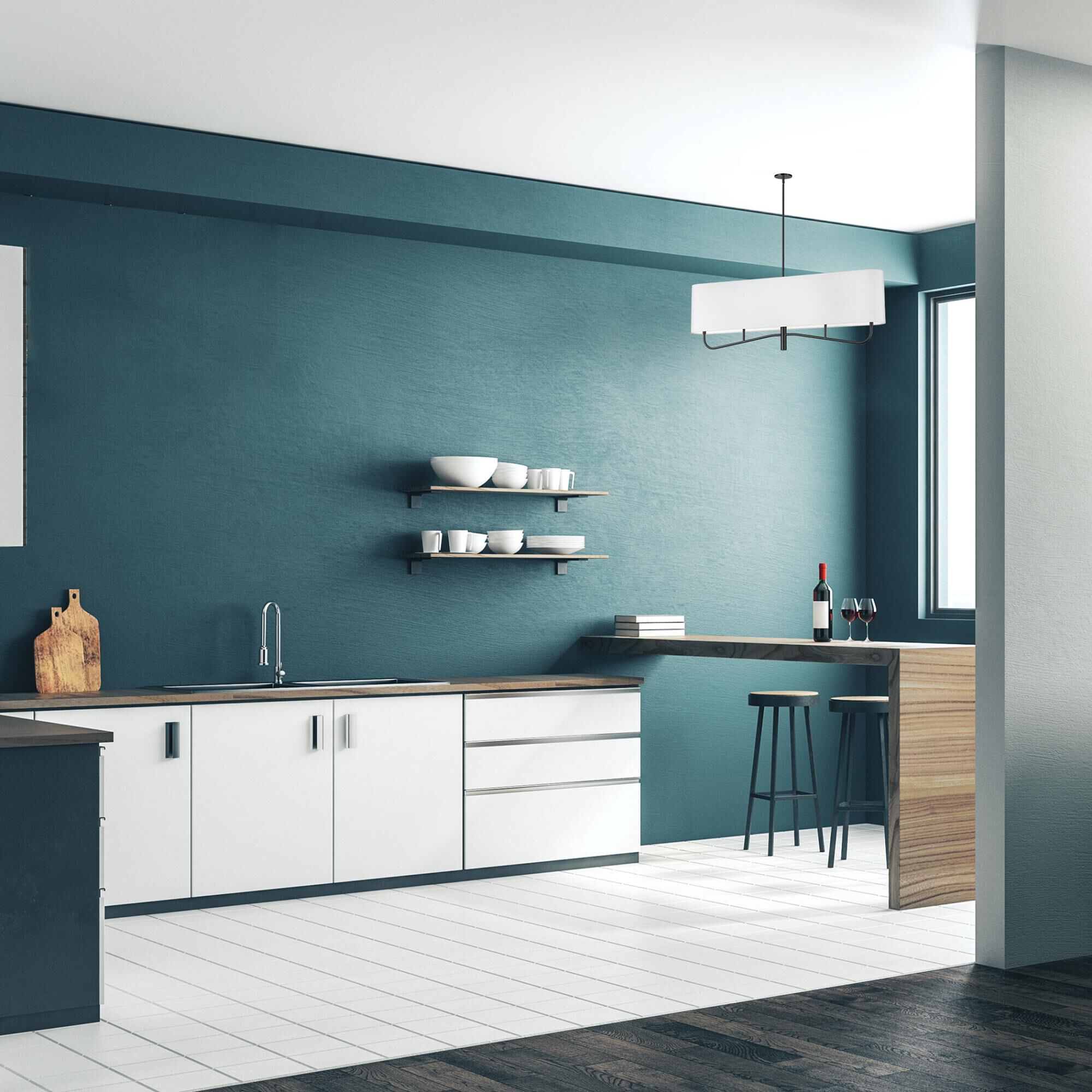 Shown in Matte Black and White finish and White Fabric Oval shade