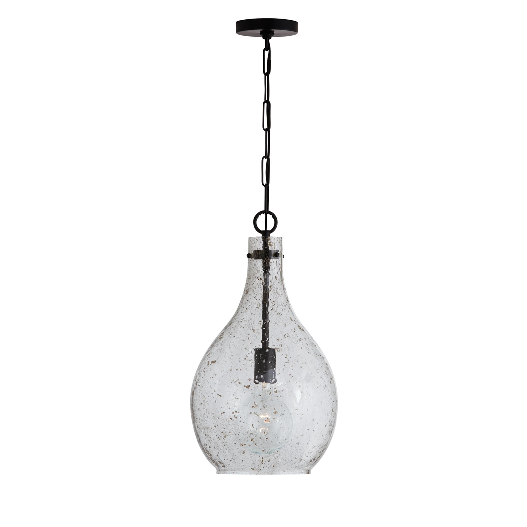 Shown in Matte Black finish and Stone Seeded glass