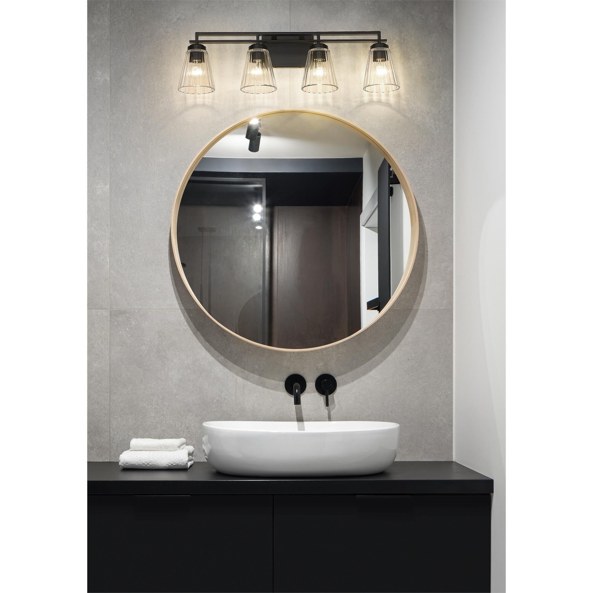 Shown in Matte Black finish and Clear glass
