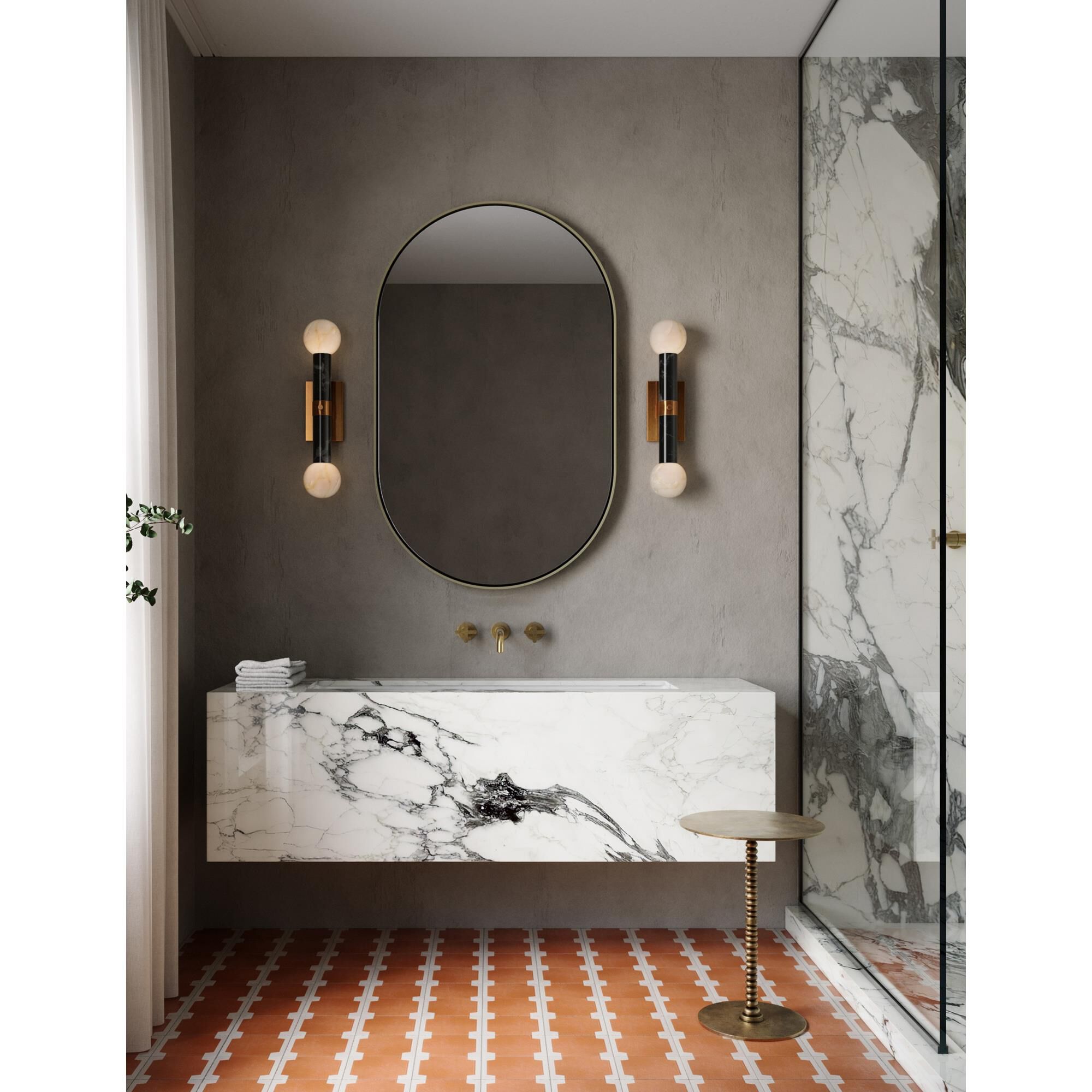 Shown in Black, Antique Brass and White finish