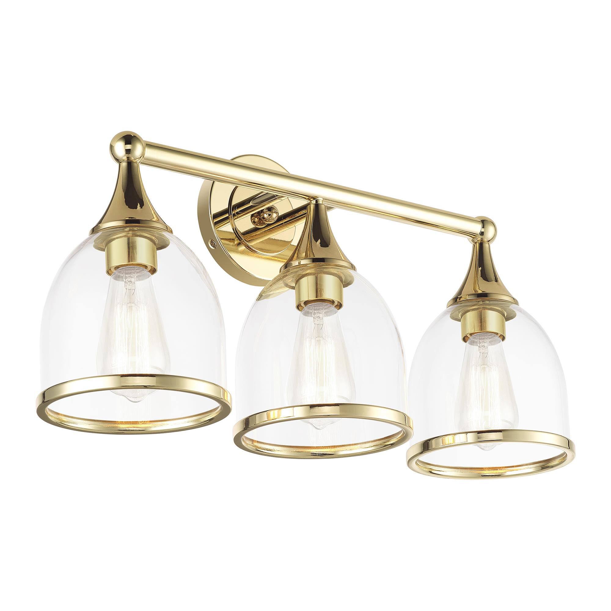 Shown in Polished Brass finish and Mouth Blown Clear glass