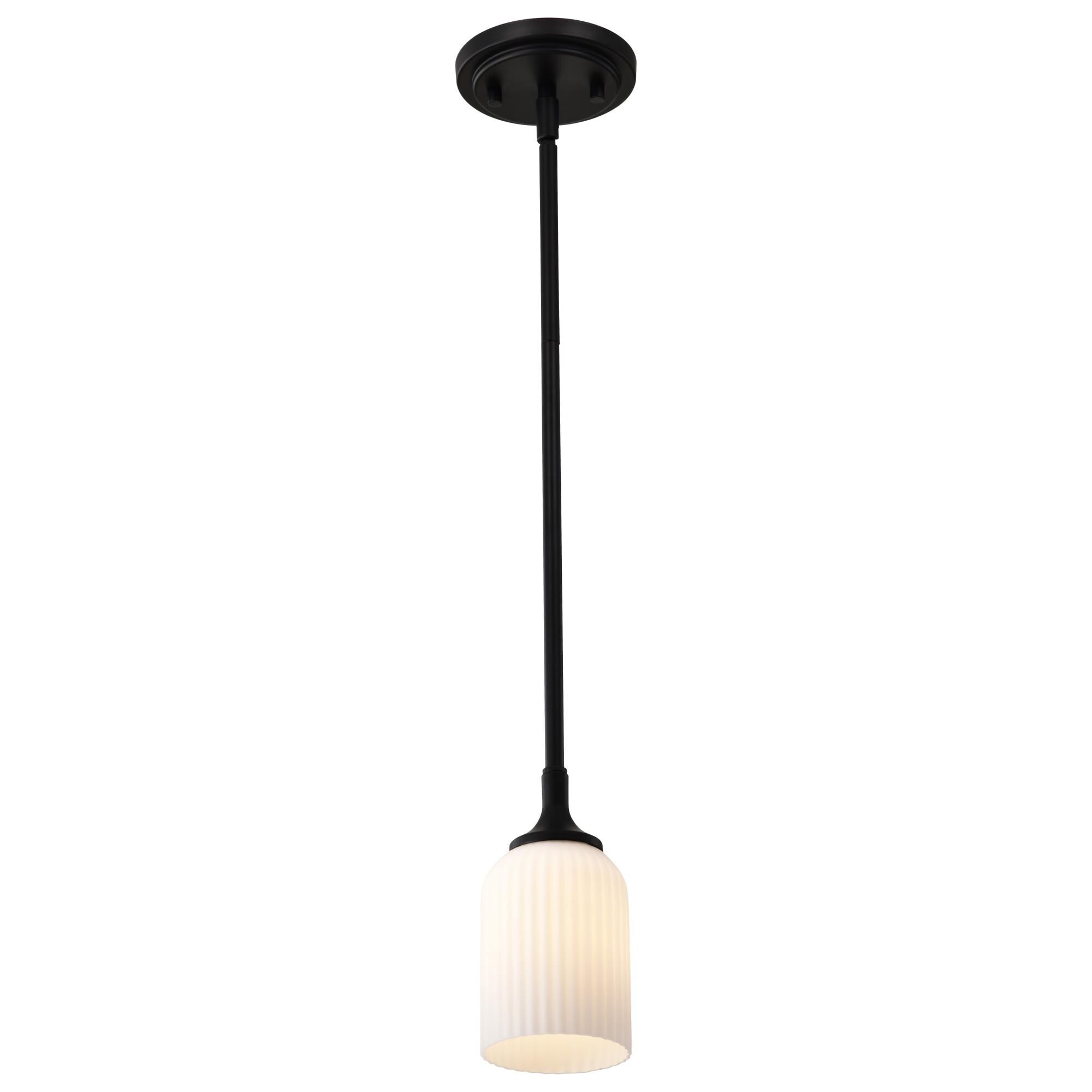 Shown in Matte Black finish and Frosted Ribbed glass