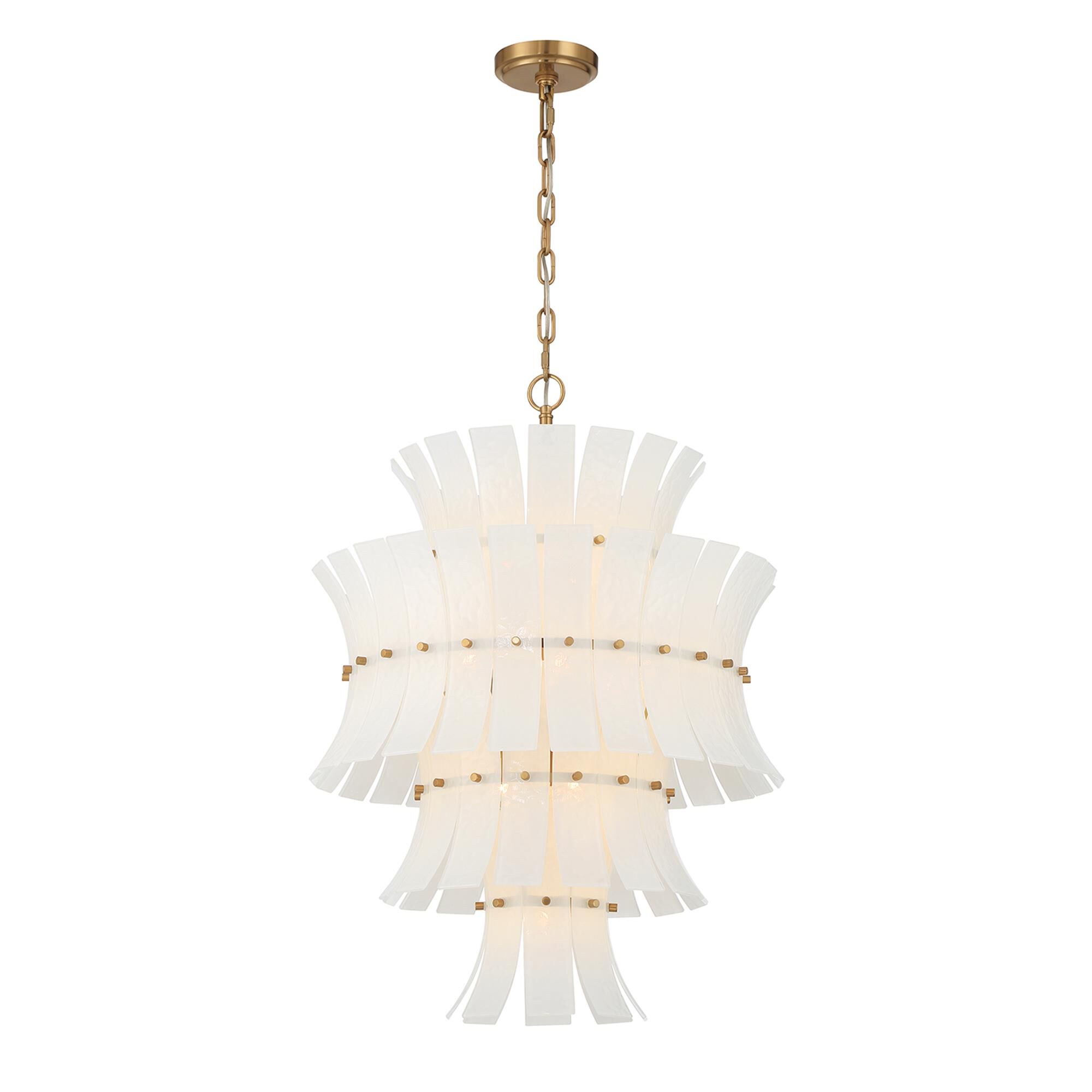 Shown in Aged Brass finish and White Curved glass