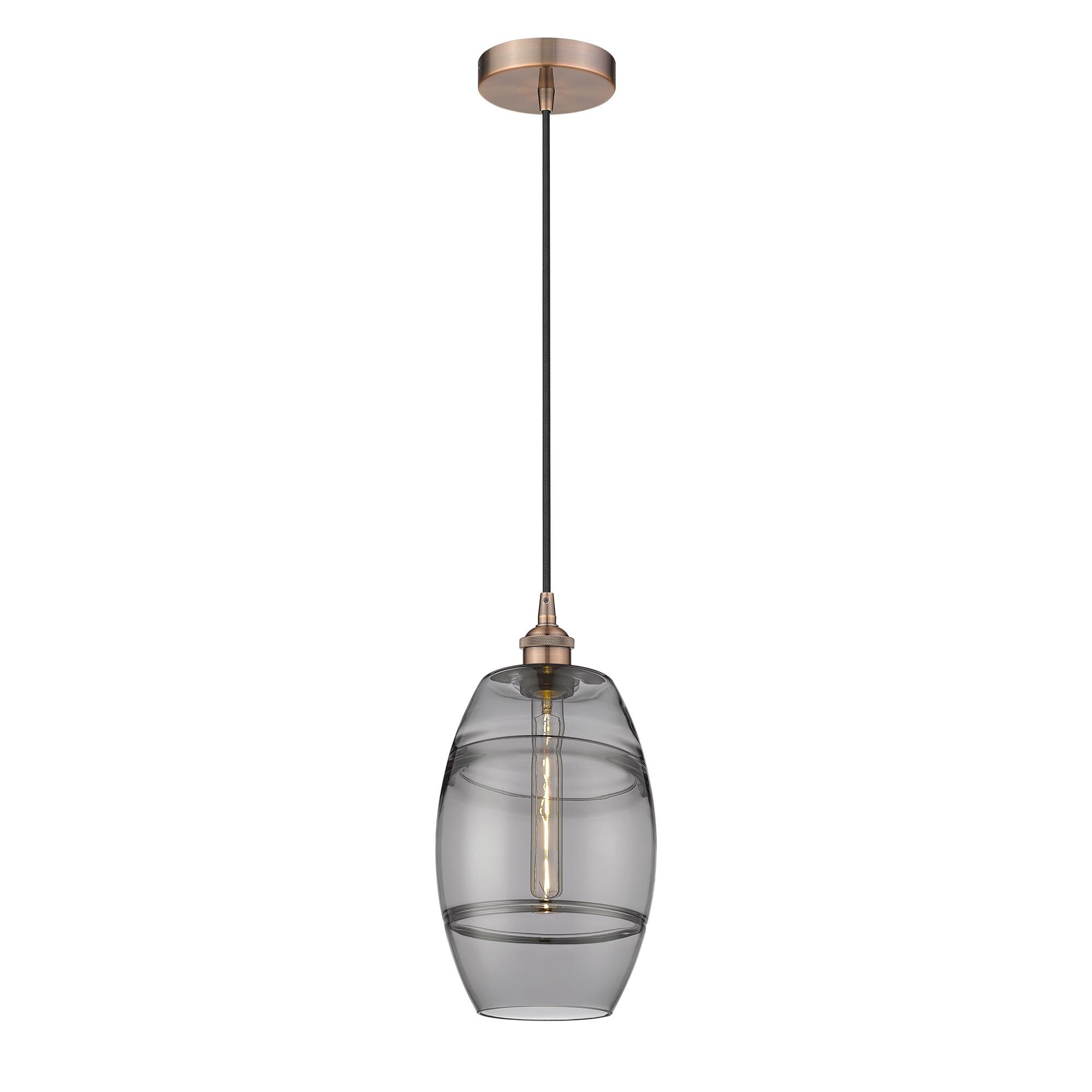 Shown in Antique Copper finish and Light Smoke glass