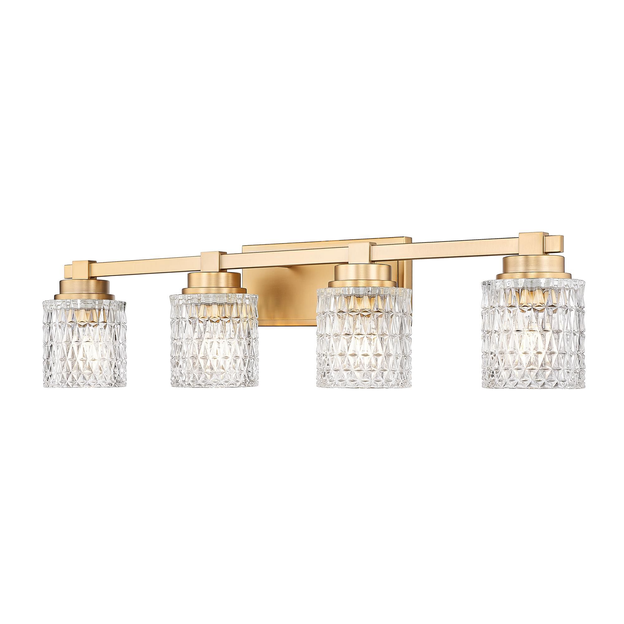 Shown in Modern Gold finish and Clear Diamond glass