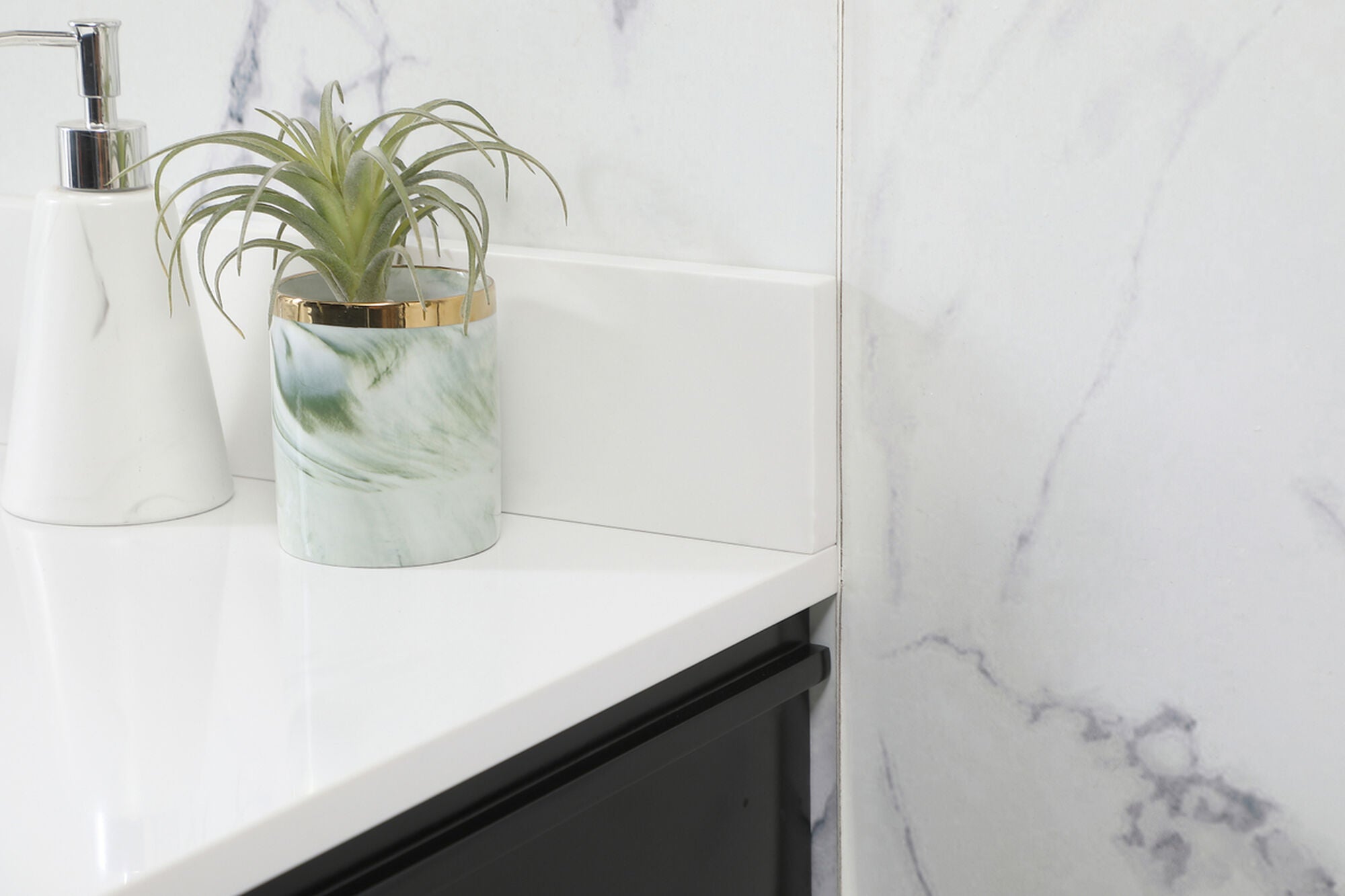 Shown in Black finish and Backsplash accent