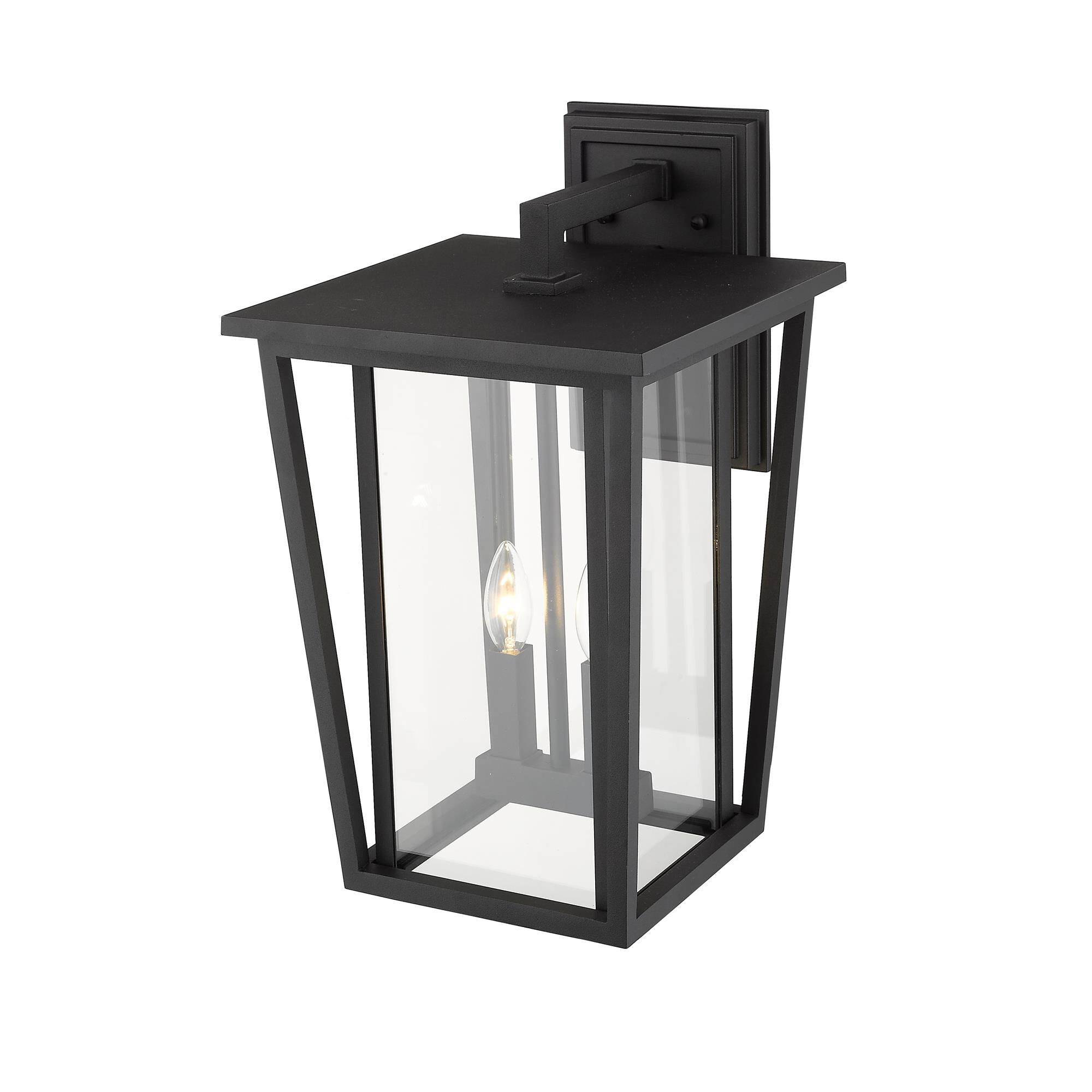 Shown in Black finish and Glass shade