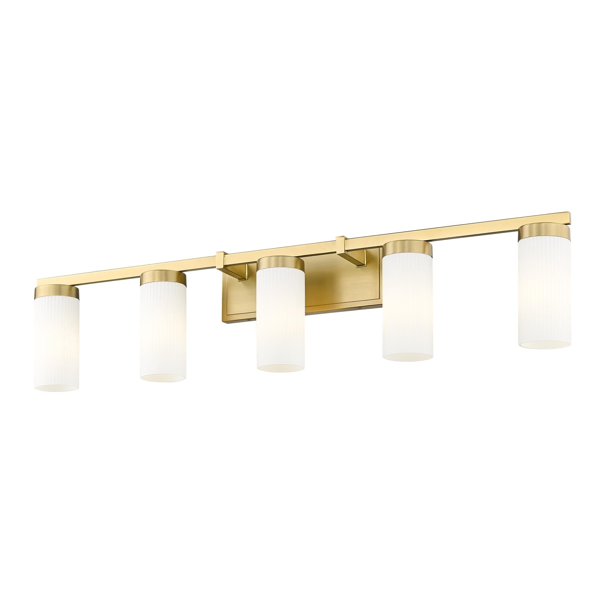 Shown in Modern Gold finish and White glass