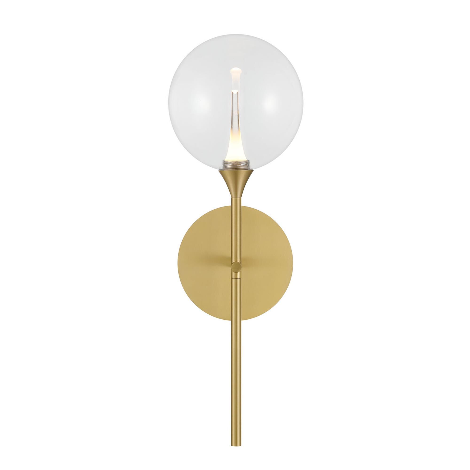 Shown in Gold finish and Clear glass