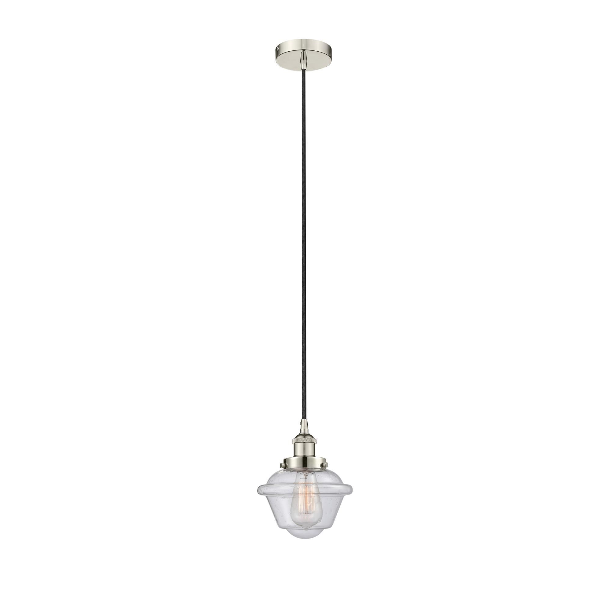 Shown in Polished Nickel finish and Seedy Small Oxford glass