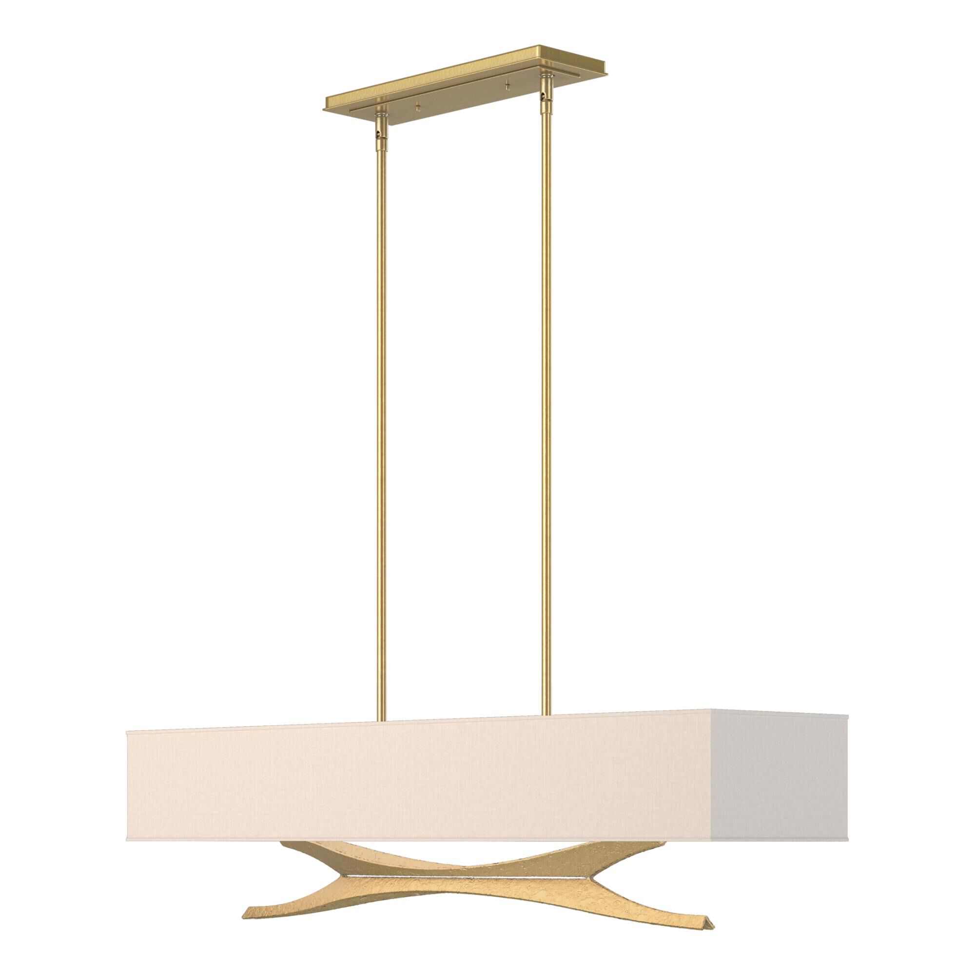 Shown in Modern Brass finish and Beige shade