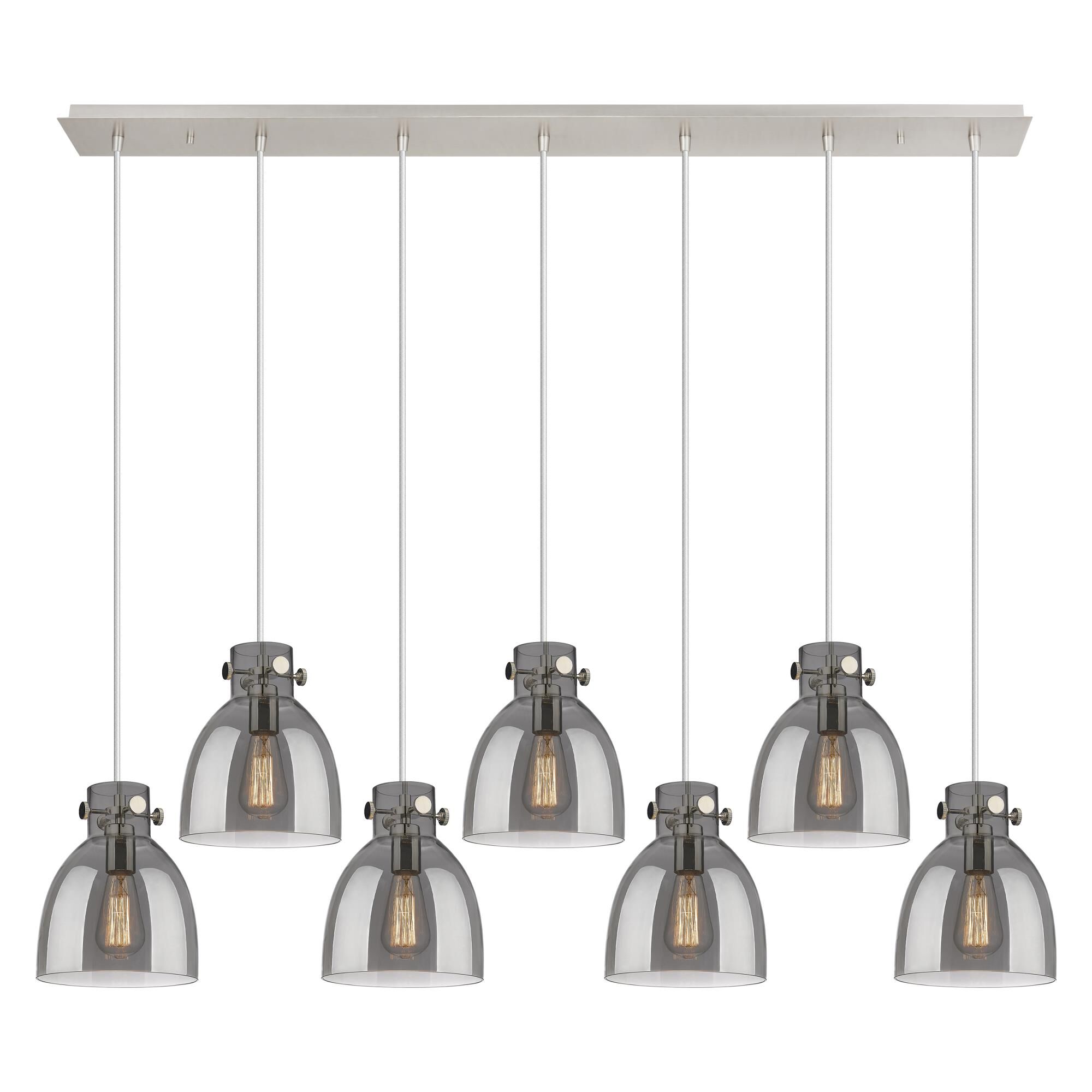Shown in Polished Nickel finish and Light Smoke glass and Light Smoke Glass shade